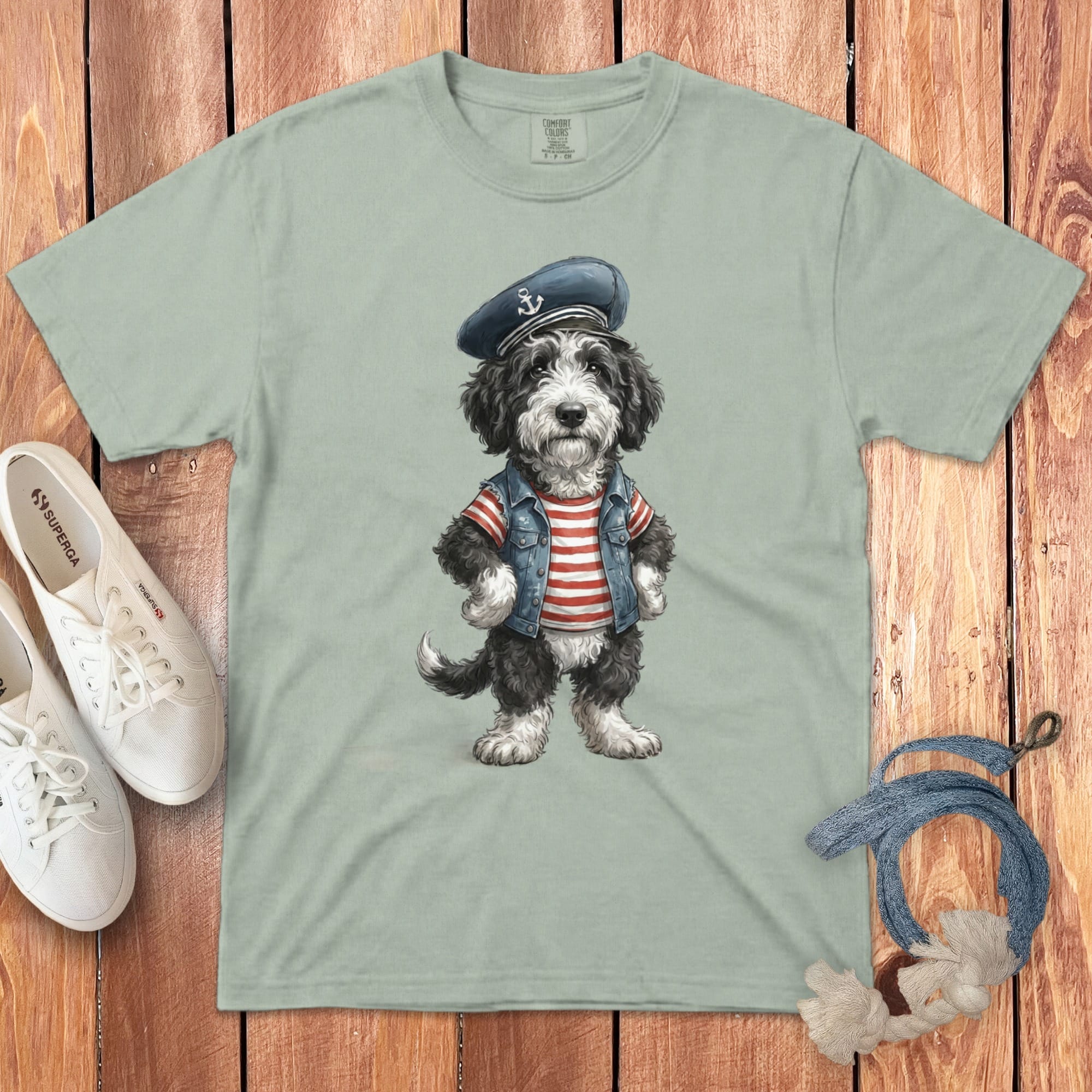 Nautical Sheepadoodle Signature T-Shirt in Bay / S by Puppy Jo