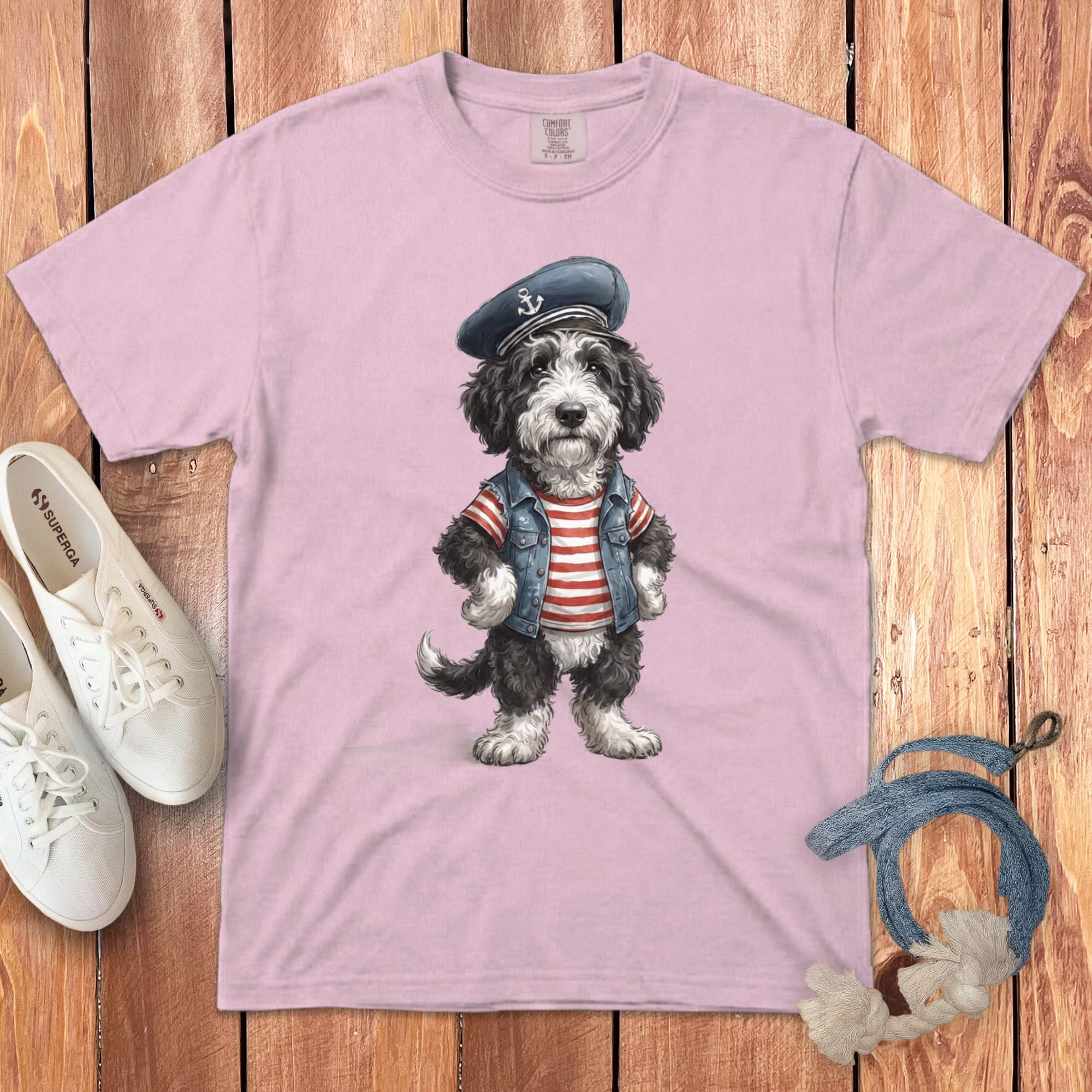 Nautical Sheepadoodle Signature T-Shirt in Blossom / S by Puppy Jo
