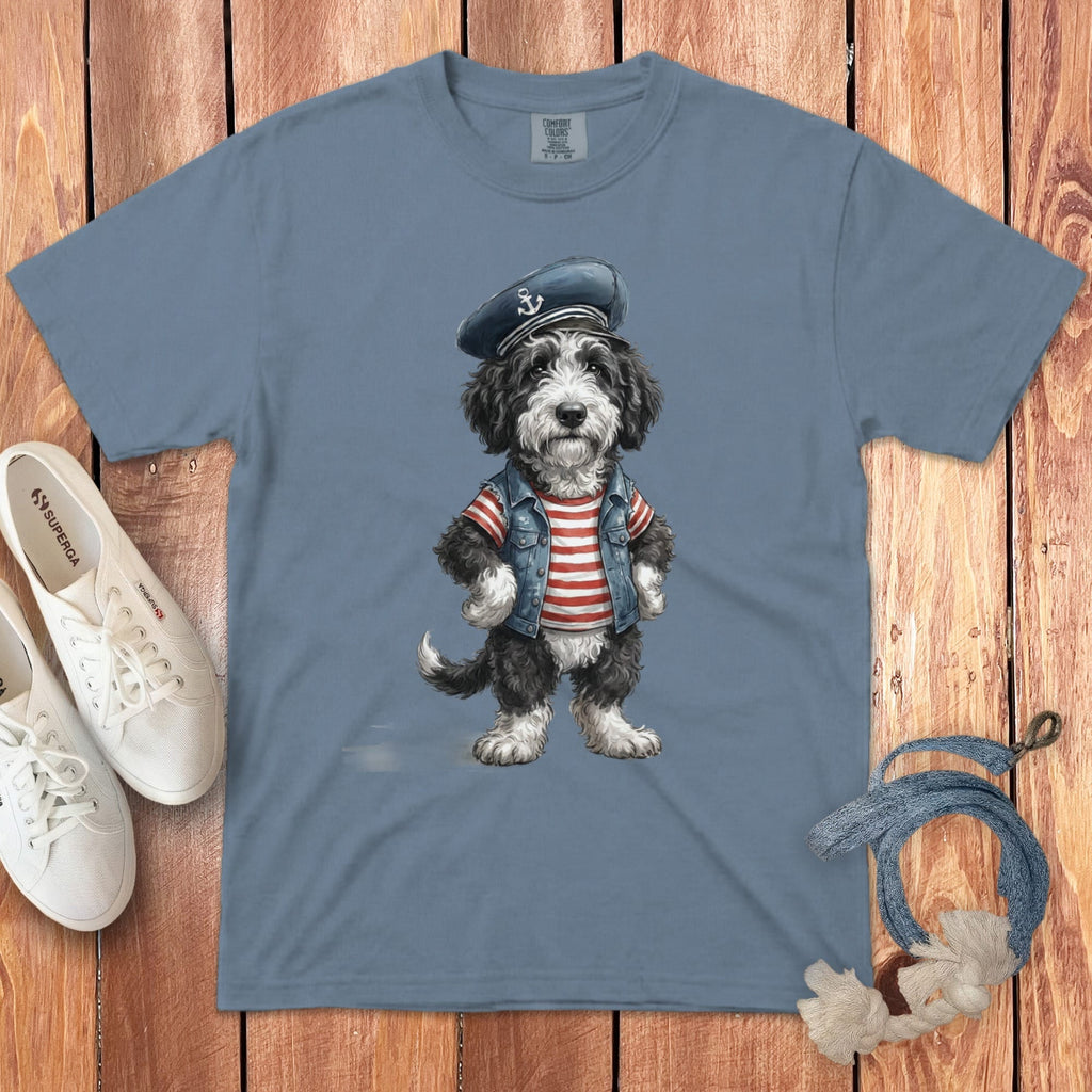 Nautical Sheepadoodle Signature T-Shirt in Blue Jean / S by Puppy Jo