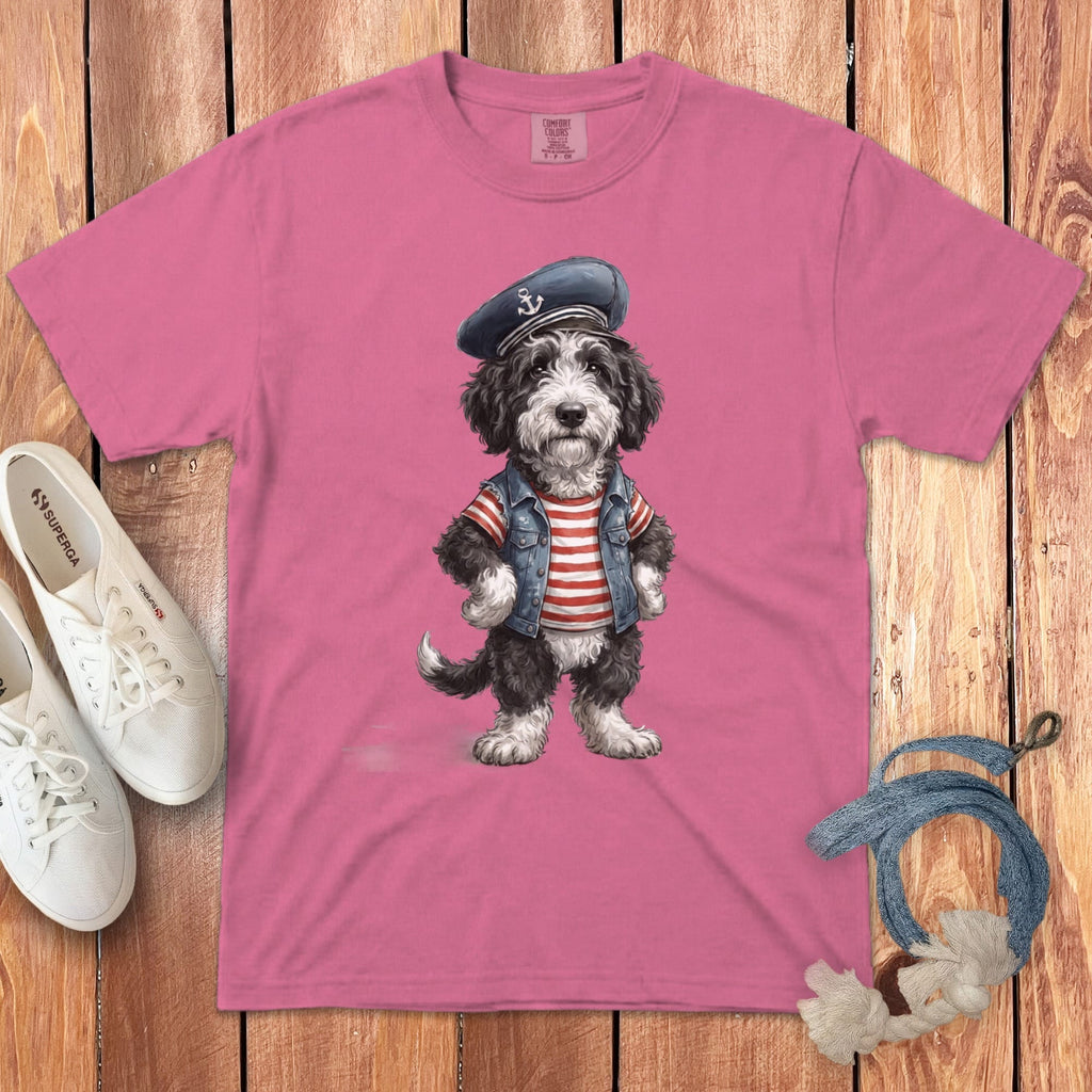Nautical Sheepadoodle Signature T-Shirt in Crunchberry / S by Puppy Jo