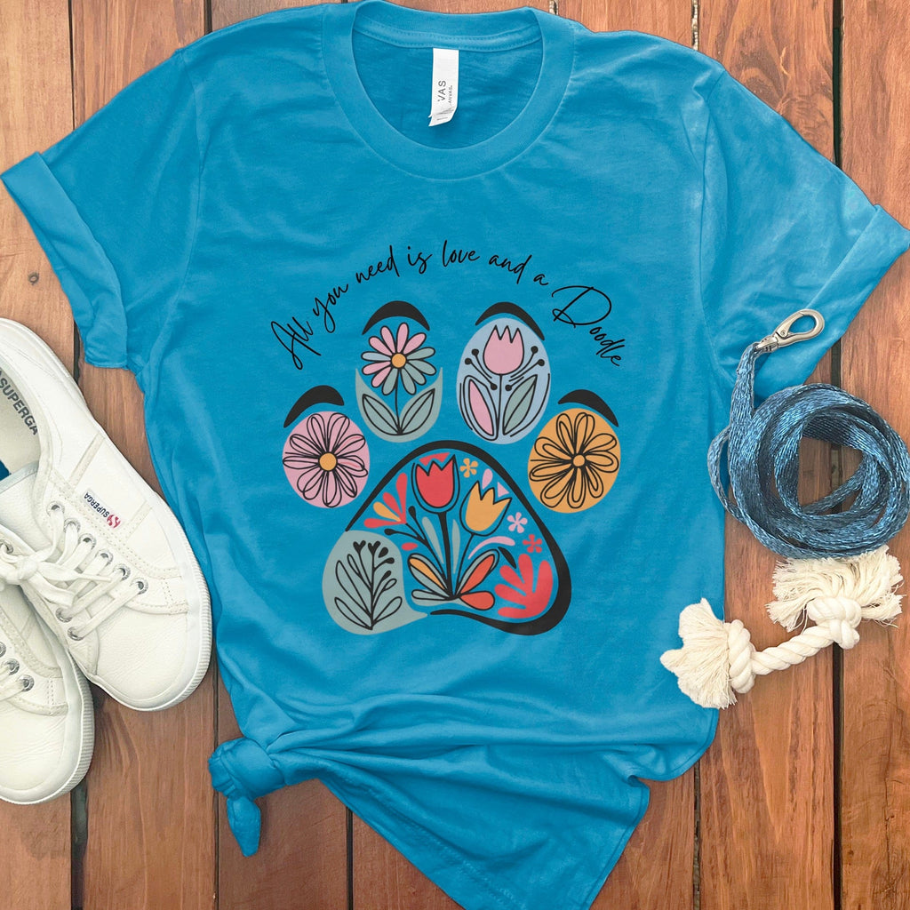 Need Love Doodle T-Shirt in Aqua / S by Puppy Jo