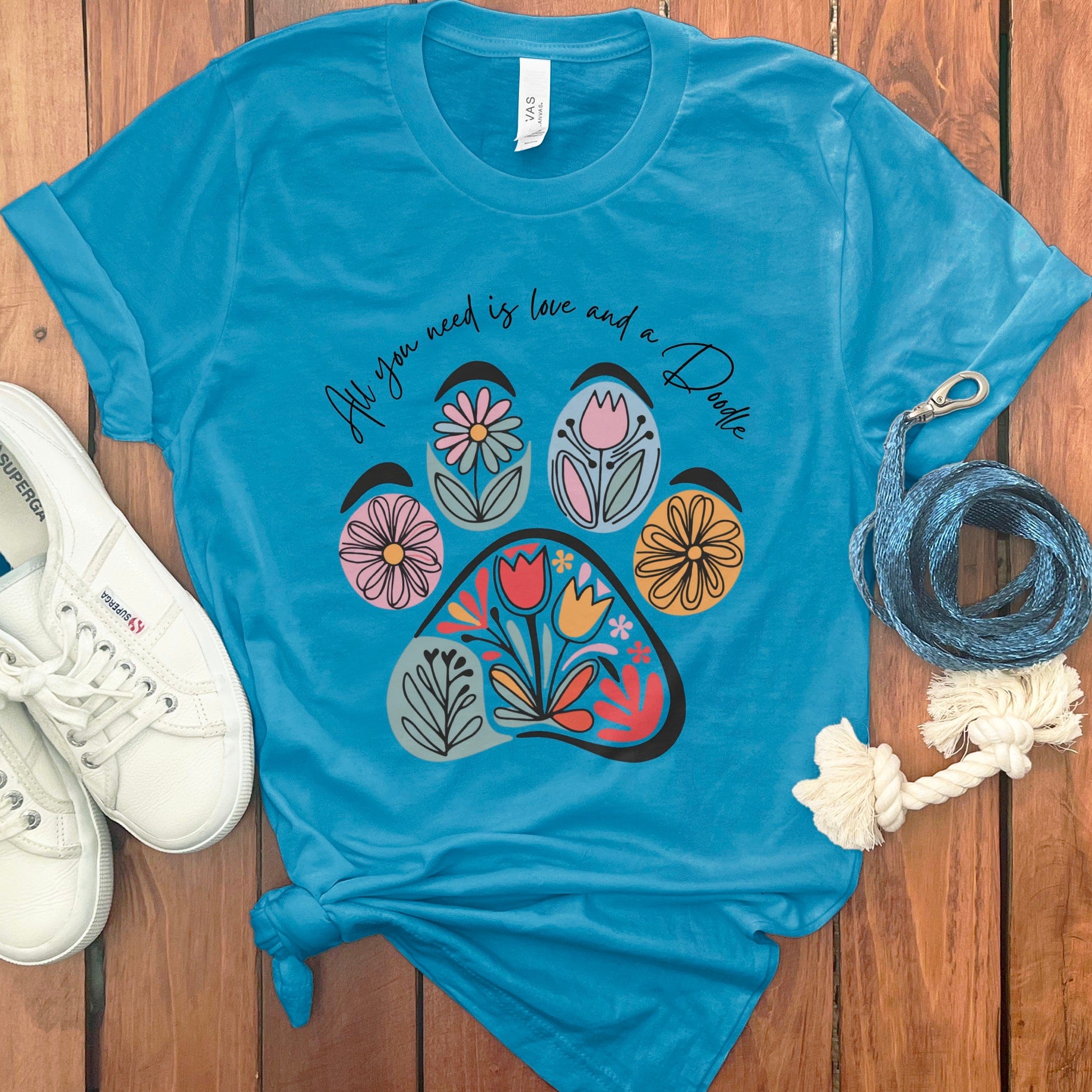 Need Love Doodle T-Shirt in Aqua / S by Puppy Jo