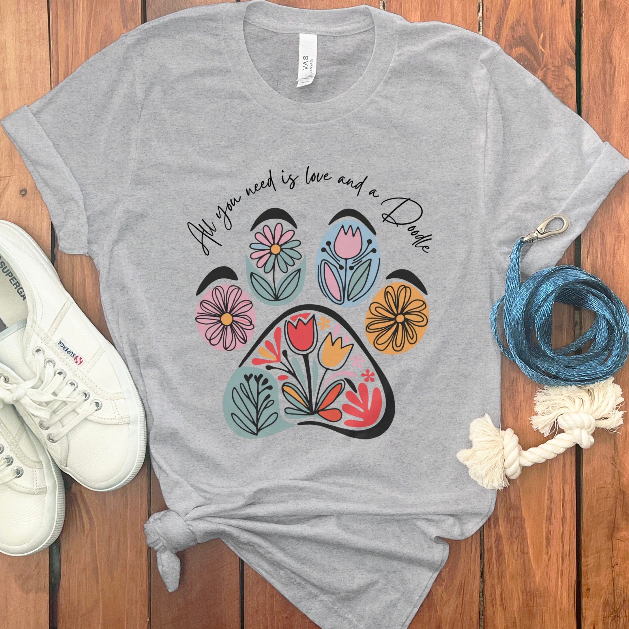 Need Love Doodle T-Shirt in Athletic Heather / S by Puppy Jo