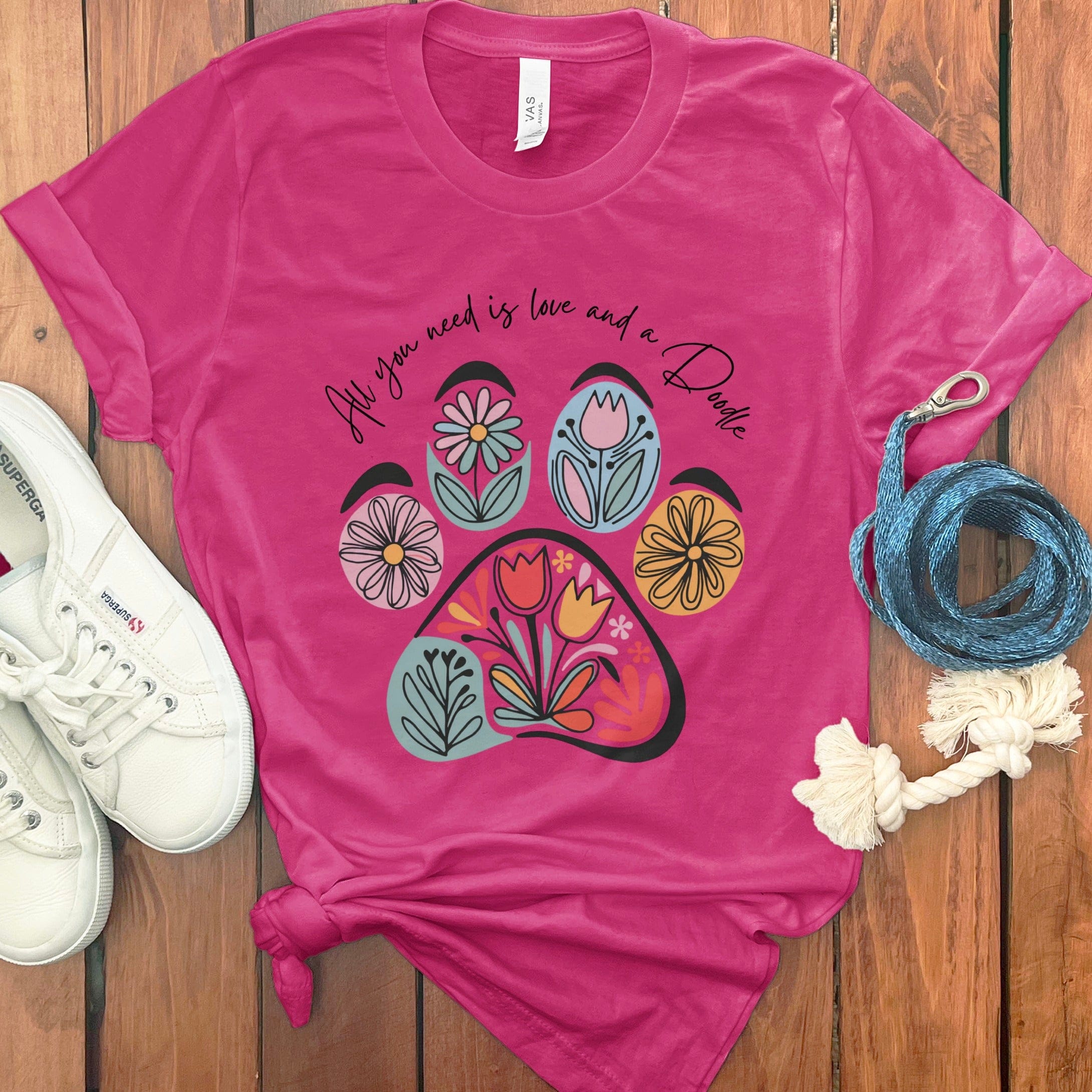 Need Love Doodle T-Shirt in Charity Pink / S by Puppy Jo