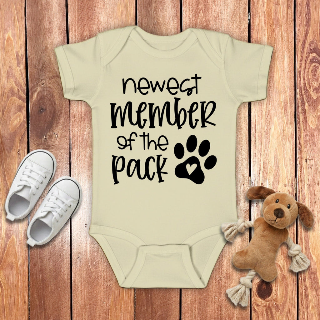 Newest Member Baby Bodysuit in Natural / NB (0-3M) by Puppy Jo