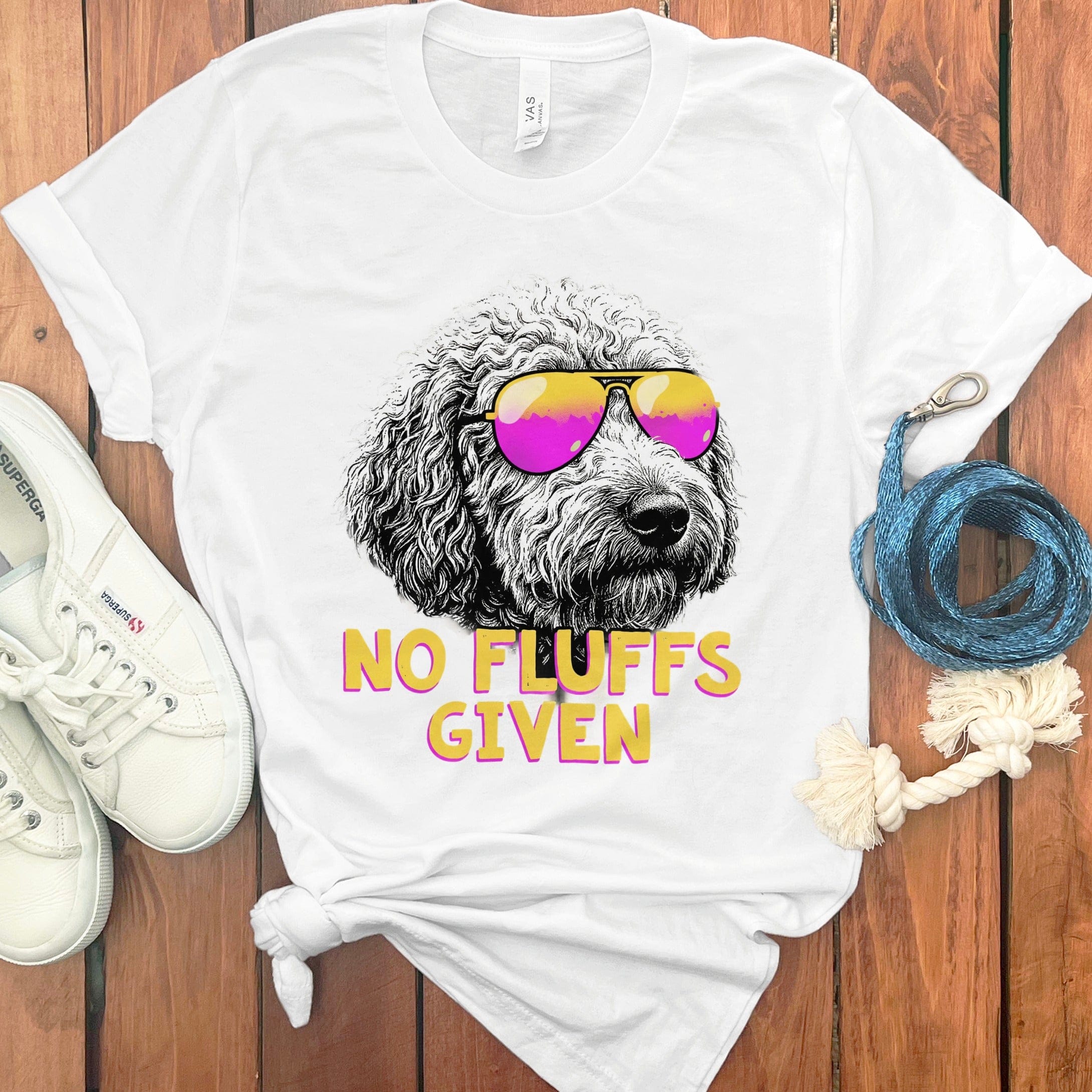 No Fluffs Doodle T-Shirt in White / S by Puppy Jo