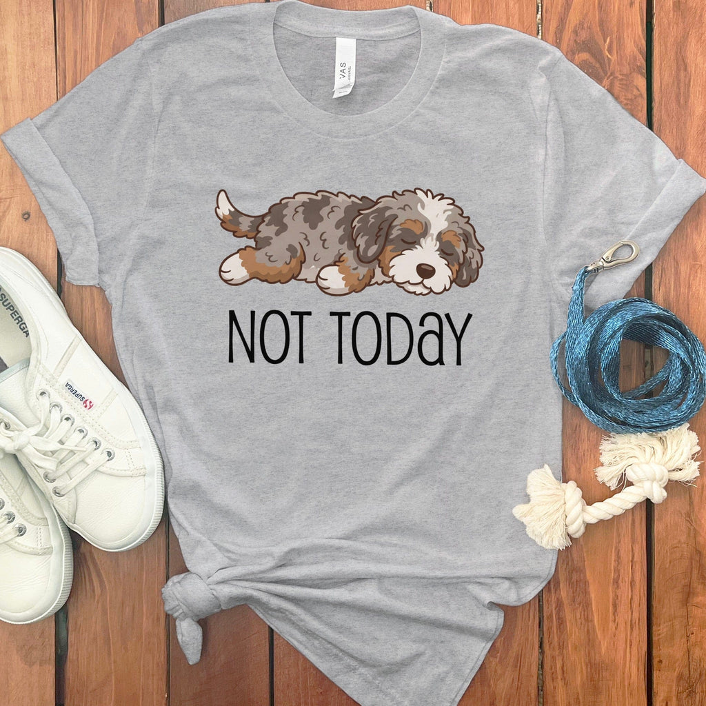Not Today Aussiedoodle T-Shirt in Athletic Heather / S by Puppy Jo