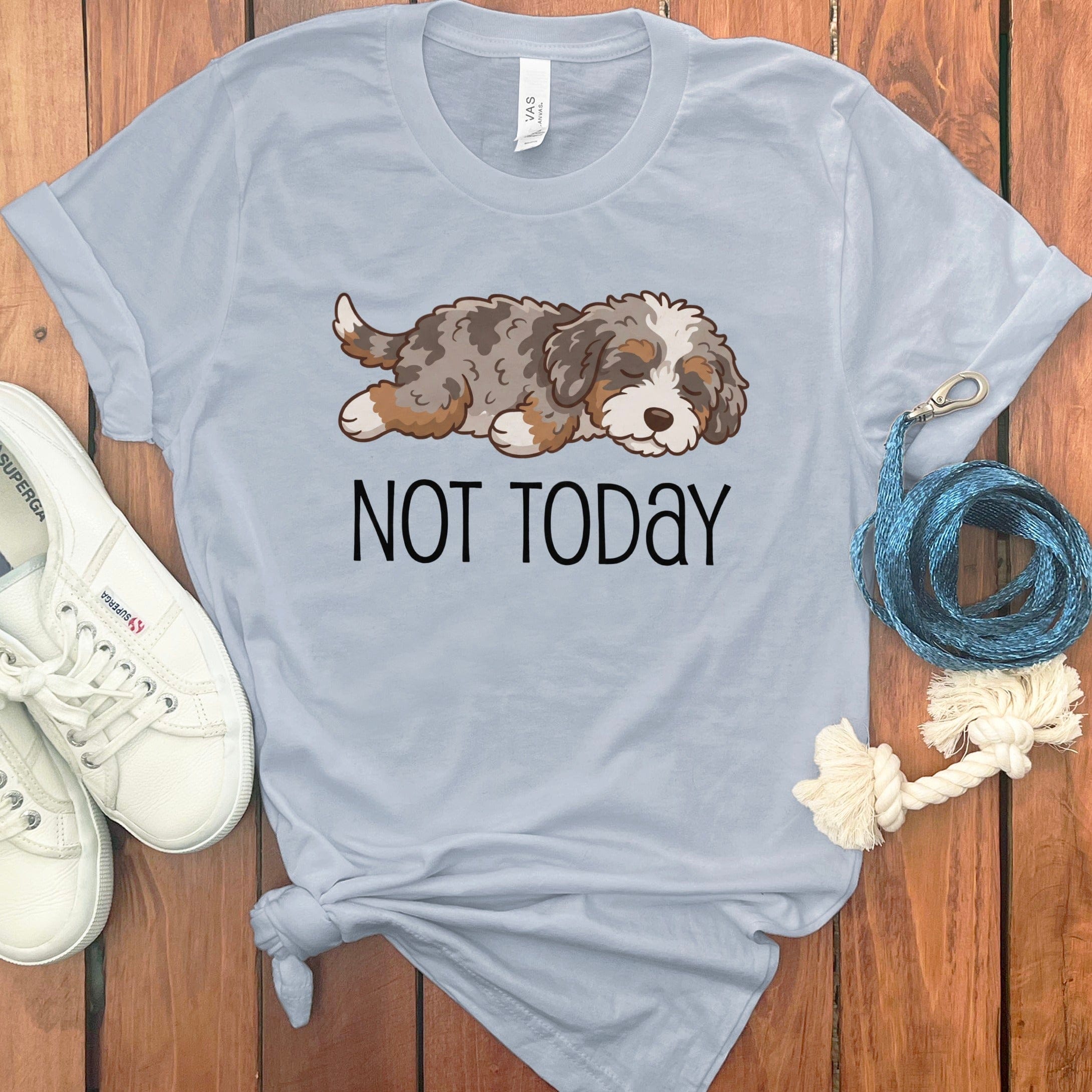 Not Today Aussiedoodle T-Shirt in Light Blue / S by Puppy Jo