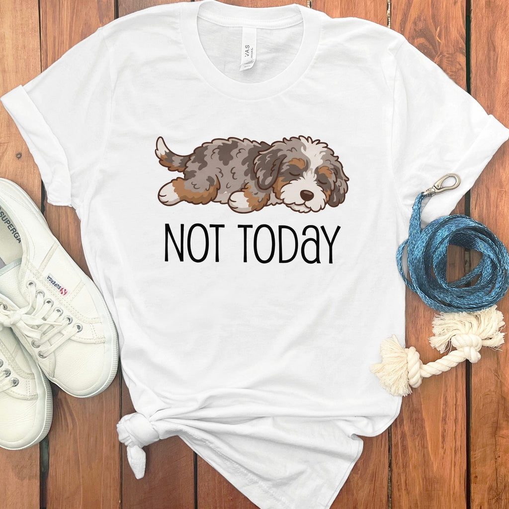 Not Today Aussiedoodle T-Shirt in White / S by Puppy Jo