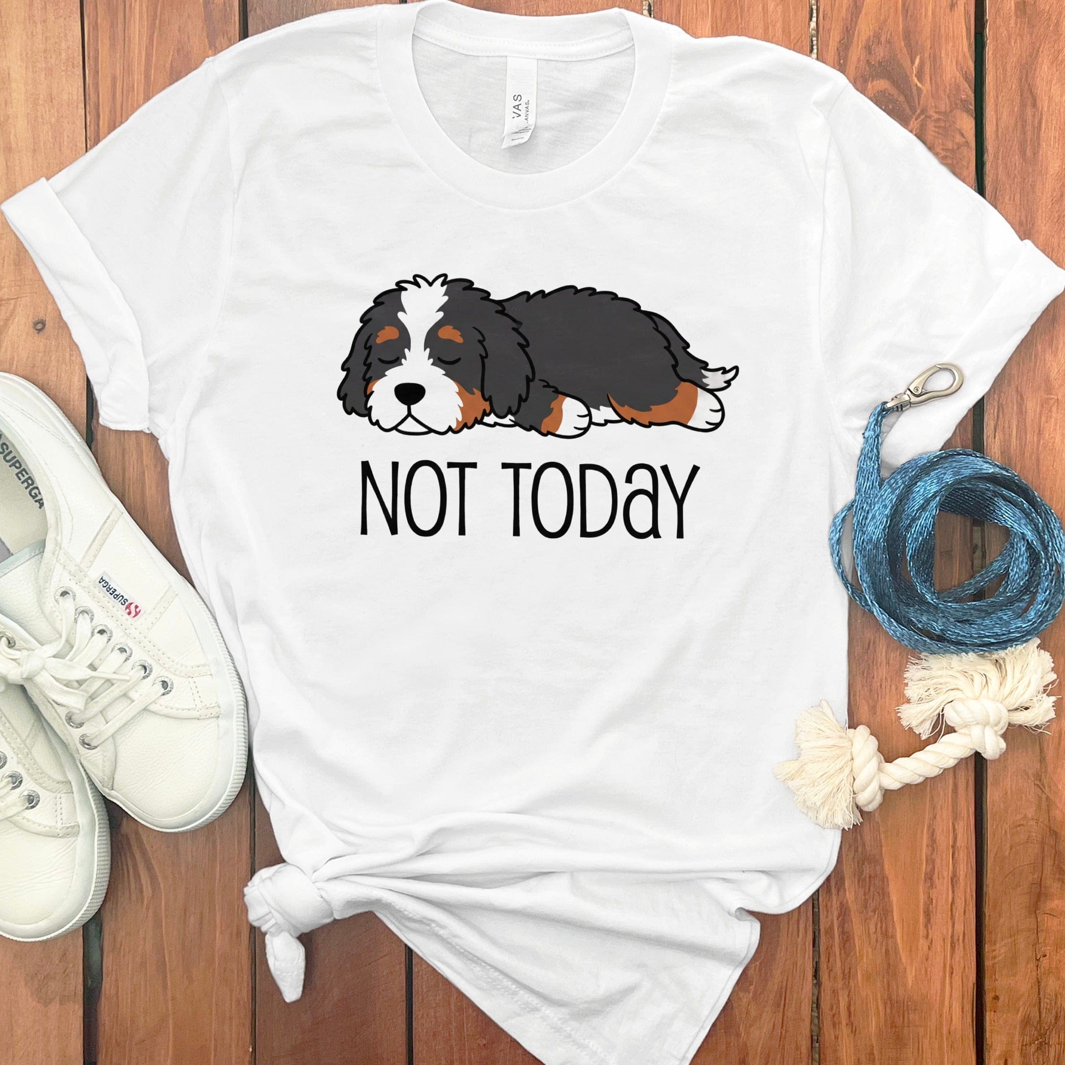 Not Today Bernedoodle T-Shirt in White / S by Puppy Jo