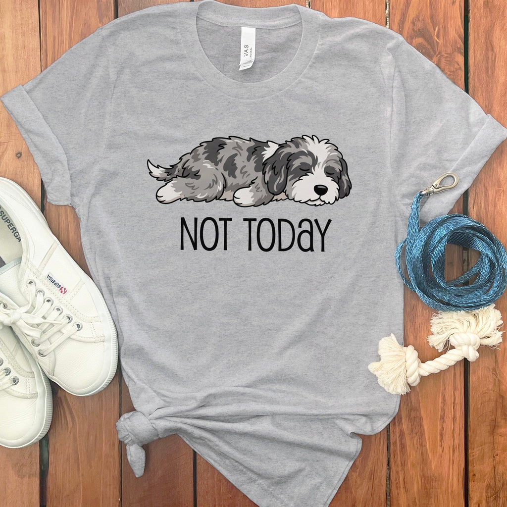 Not Today Sheepadoodle T-Shirt in Athletic Heather / S by Puppy Jo