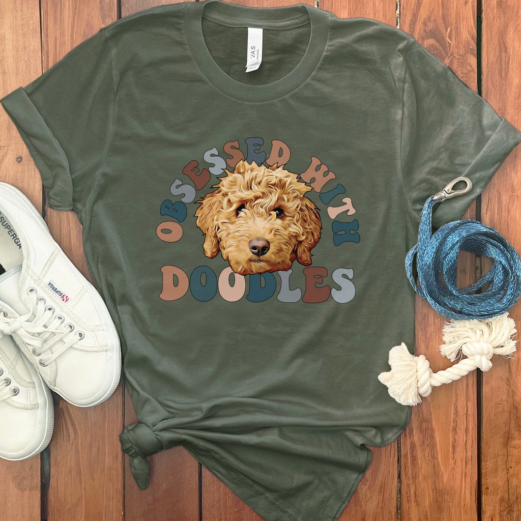 Obsessed Doodles T-Shirt in Military Green / S by Puppy Jo