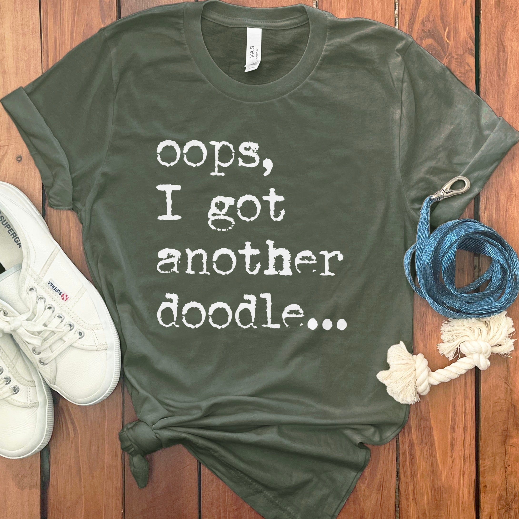 Oops Another Doodle T-Shirt in Military Green / S by Puppy Jo