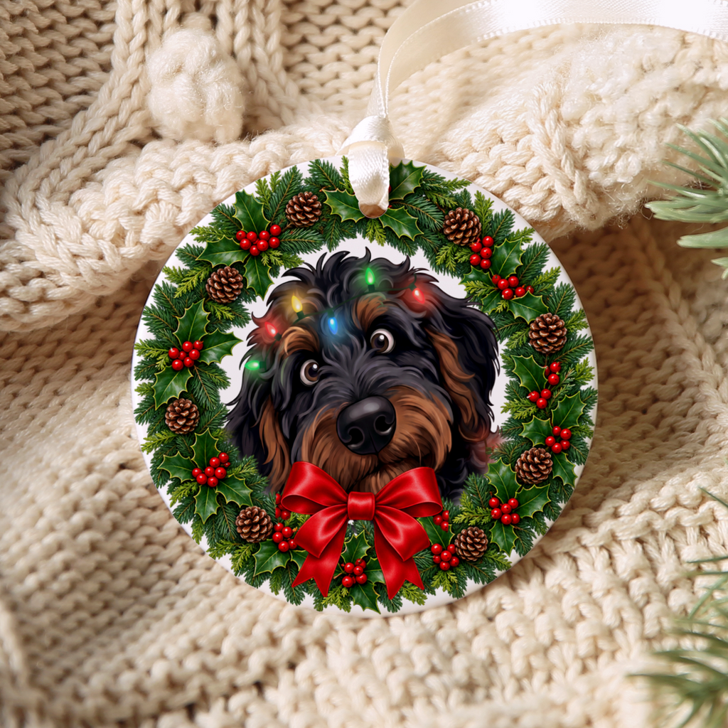 Peeking Phantom Goldendoodle Holiday Ornament