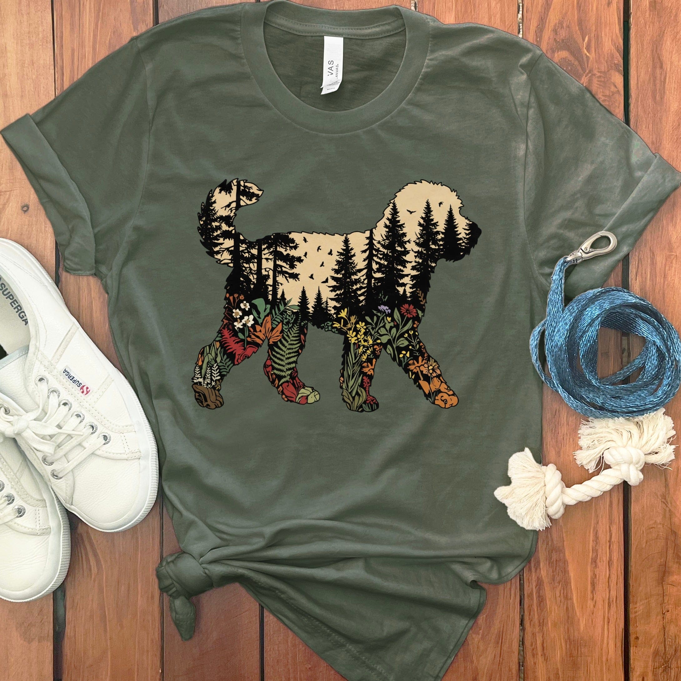 Outdoor Doodle T-Shirt in Military Green / S by Puppy Jo