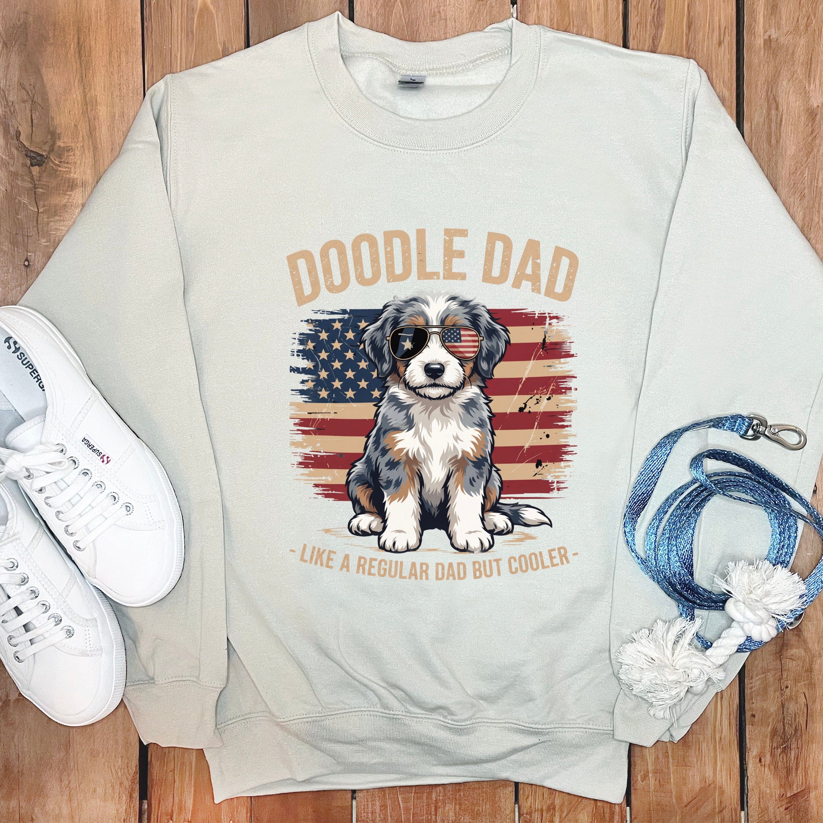 Patriotic Aussiedoodle Dad Sweatshirt in by Puppy Jo