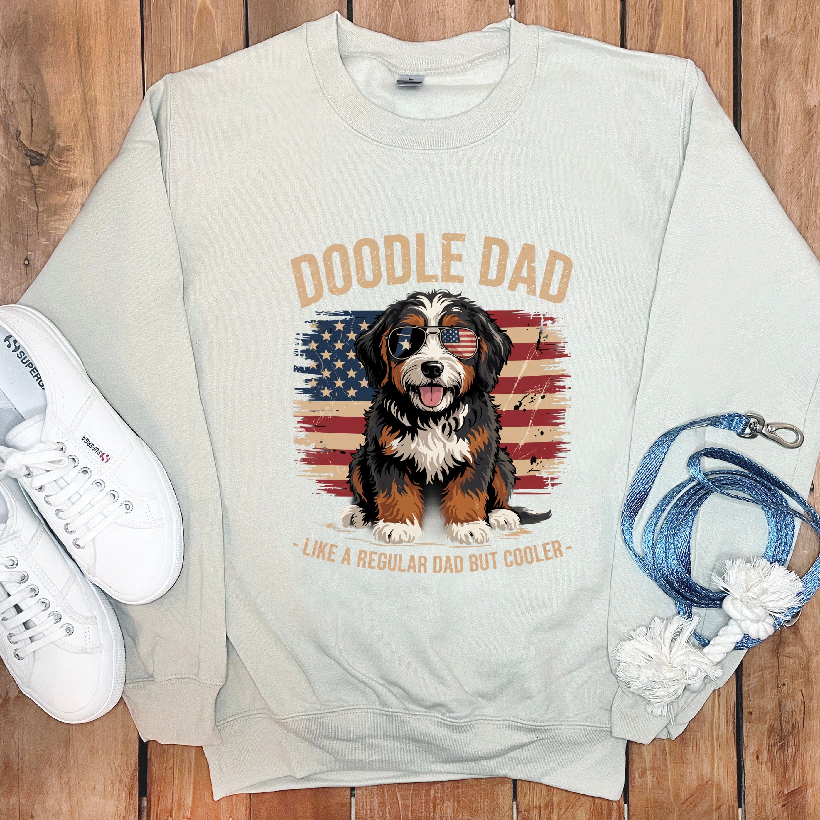 Patriotic Bernedoodle Dad Sweatshirt in by Puppy Jo