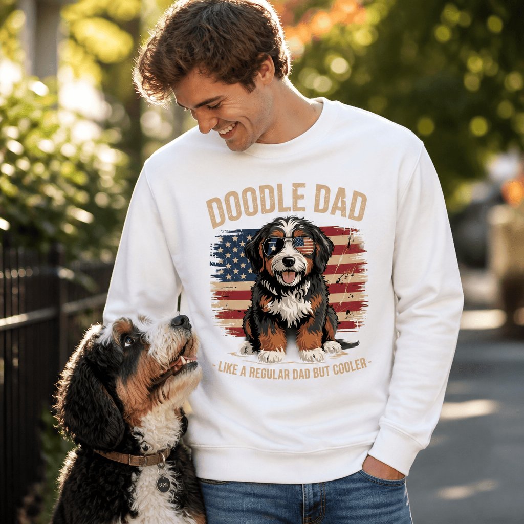 Patriotic Bernedoodle Dad Sweatshirt in by Puppy Jo