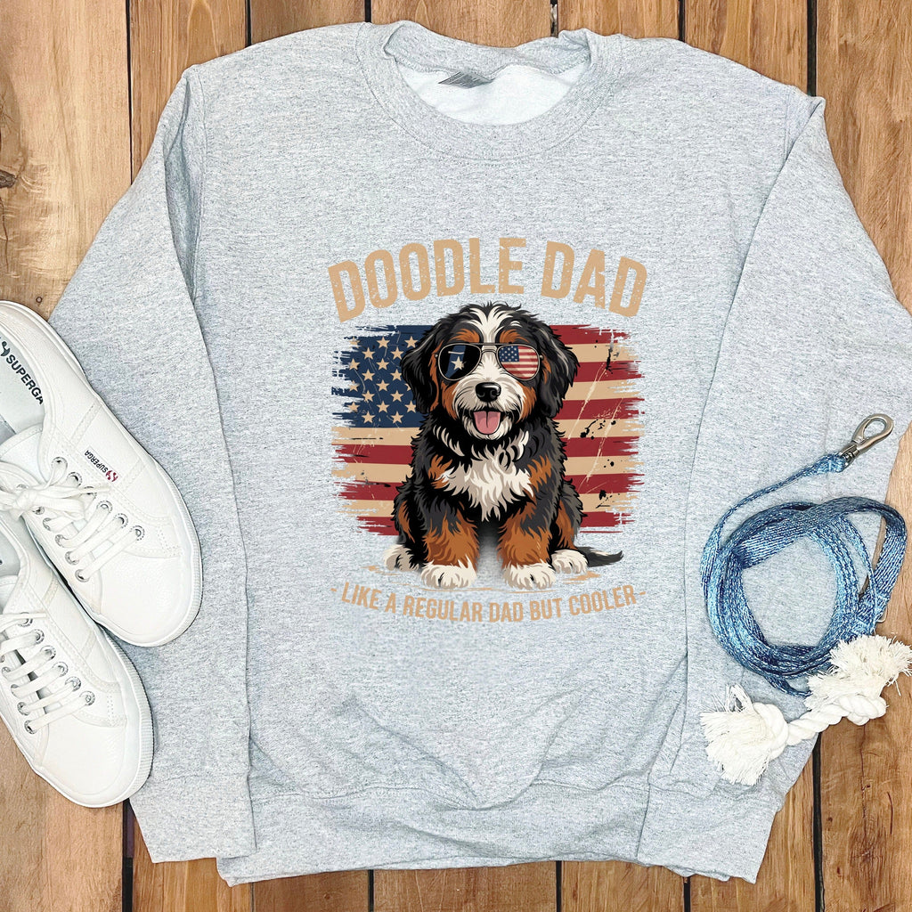 Patriotic Bernedoodle Dad Sweatshirt in Sport Grey / S by Puppy Jo