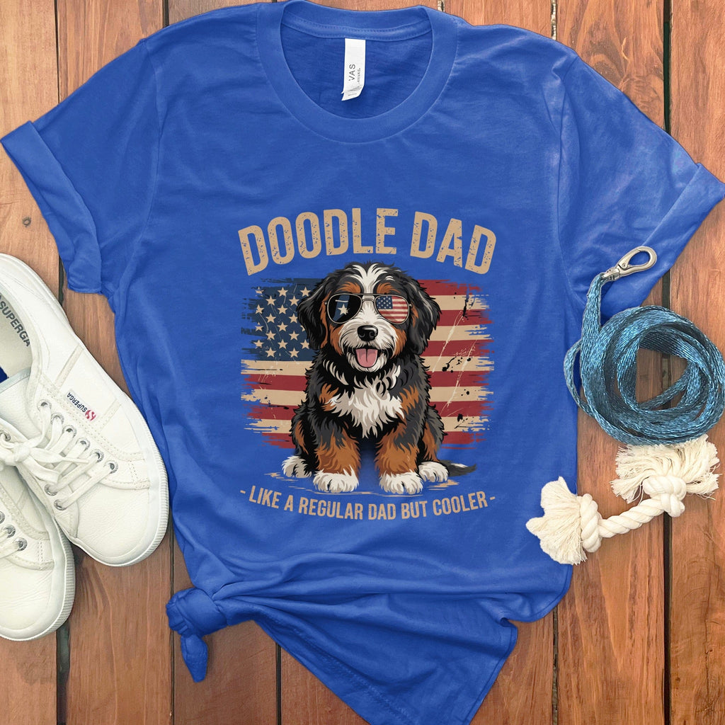 Patriotic Bernedoodle Dad T-Shirt in True Royal / S by Puppy Jo