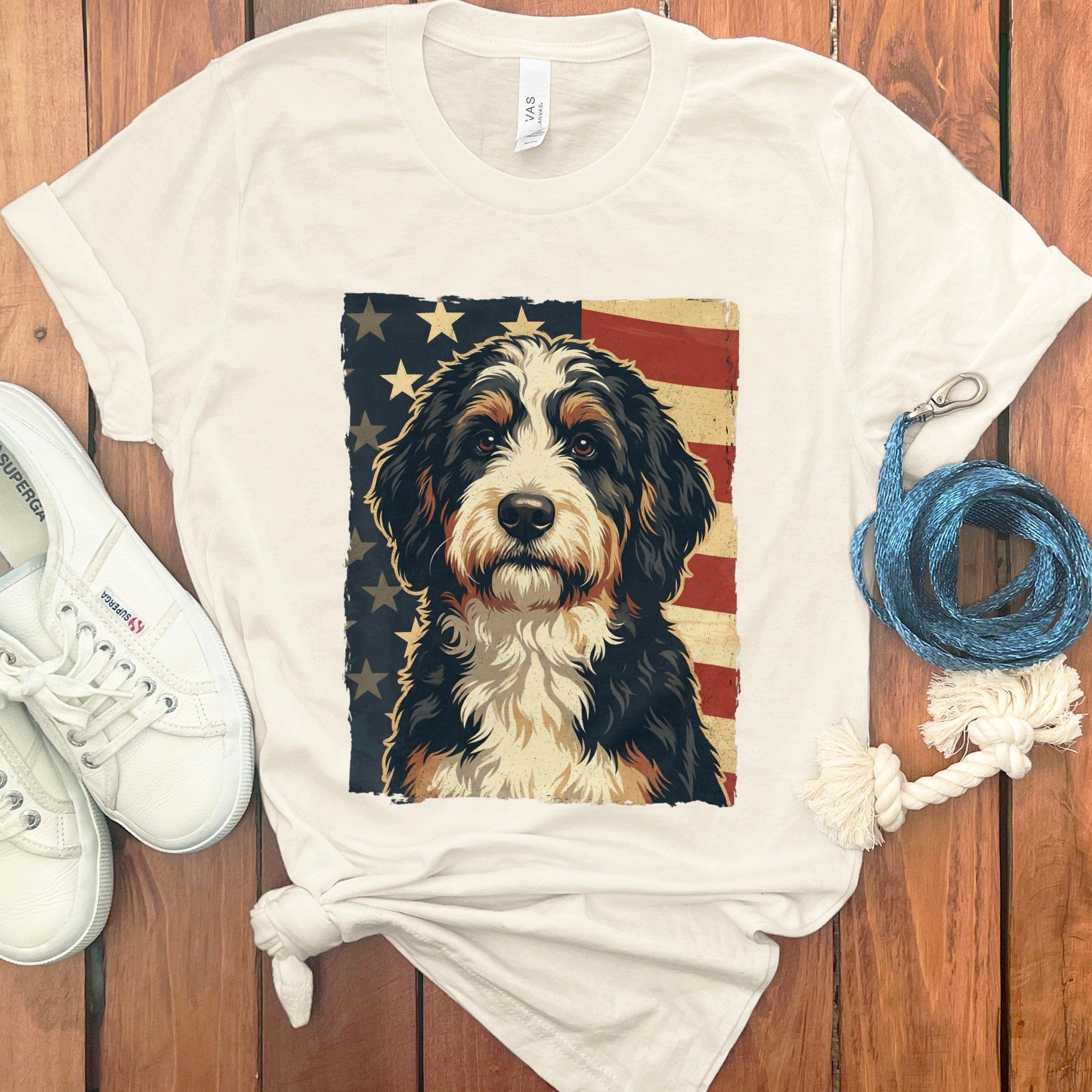 Patriotic Bernedoodle T-Shirt in Natural / S by Puppy Jo