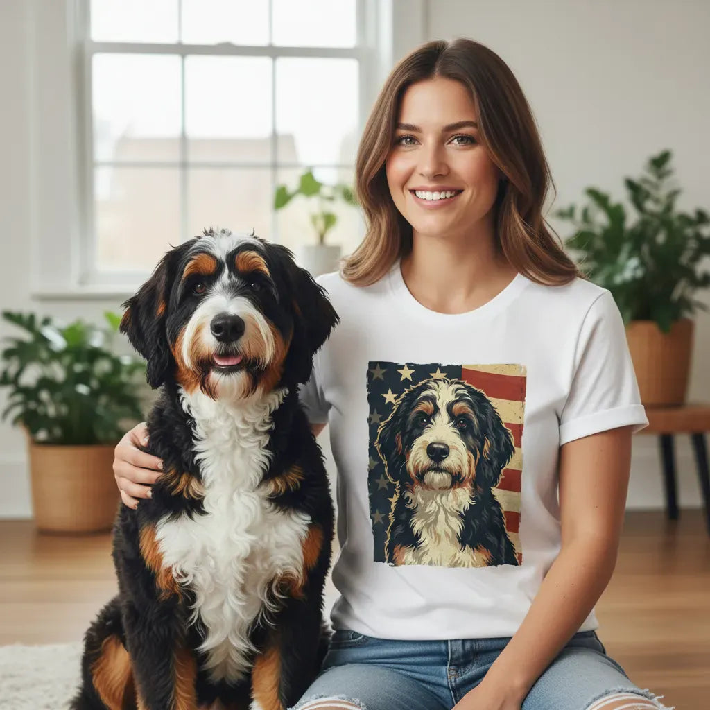 Patriotic Bernedoodle T-Shirt in by Puppy Jo