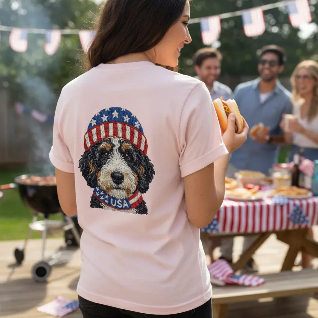 Patriotic Bernedoodle T-Shirt in by Puppy Jo