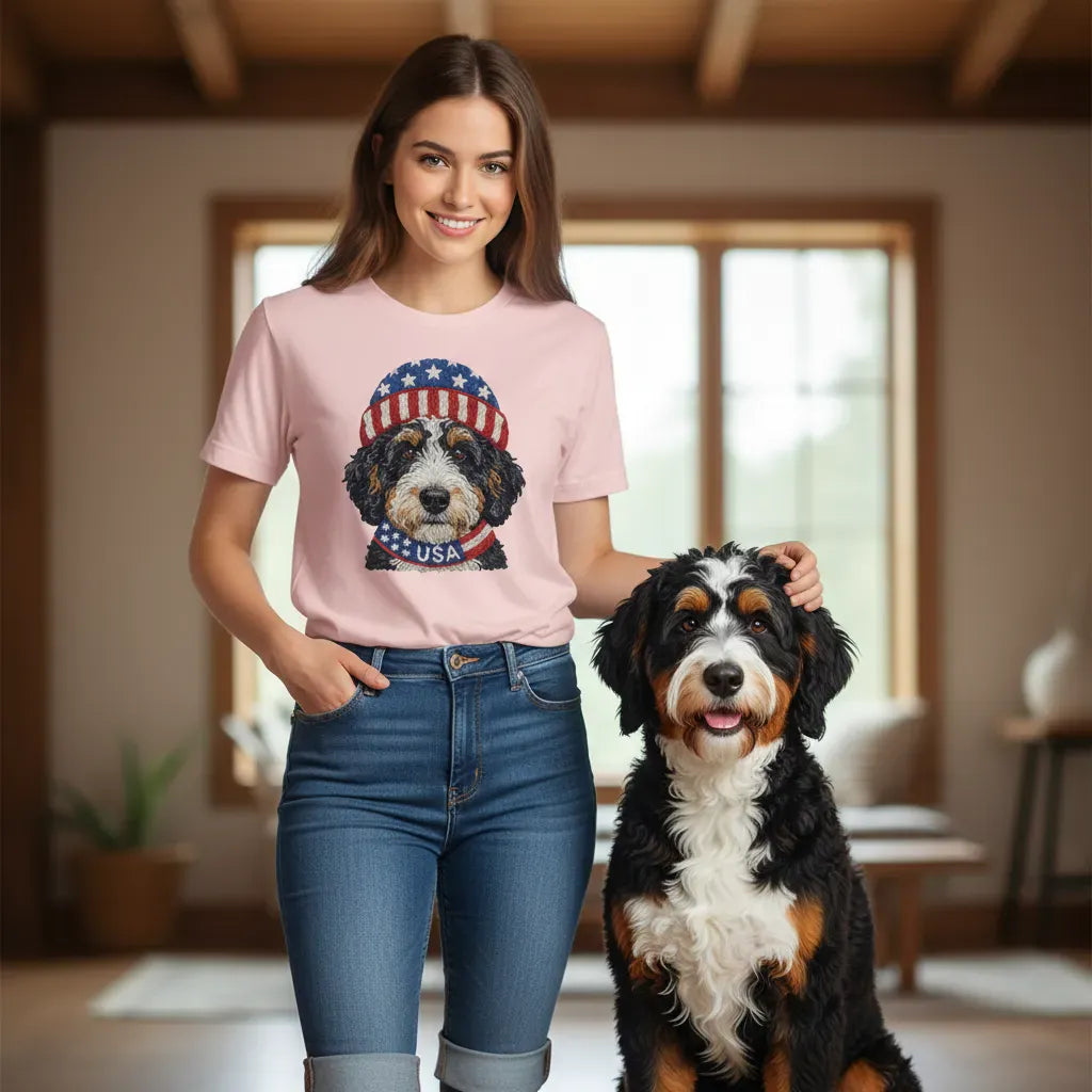 Patriotic Bernedoodle T-Shirt in by Puppy Jo