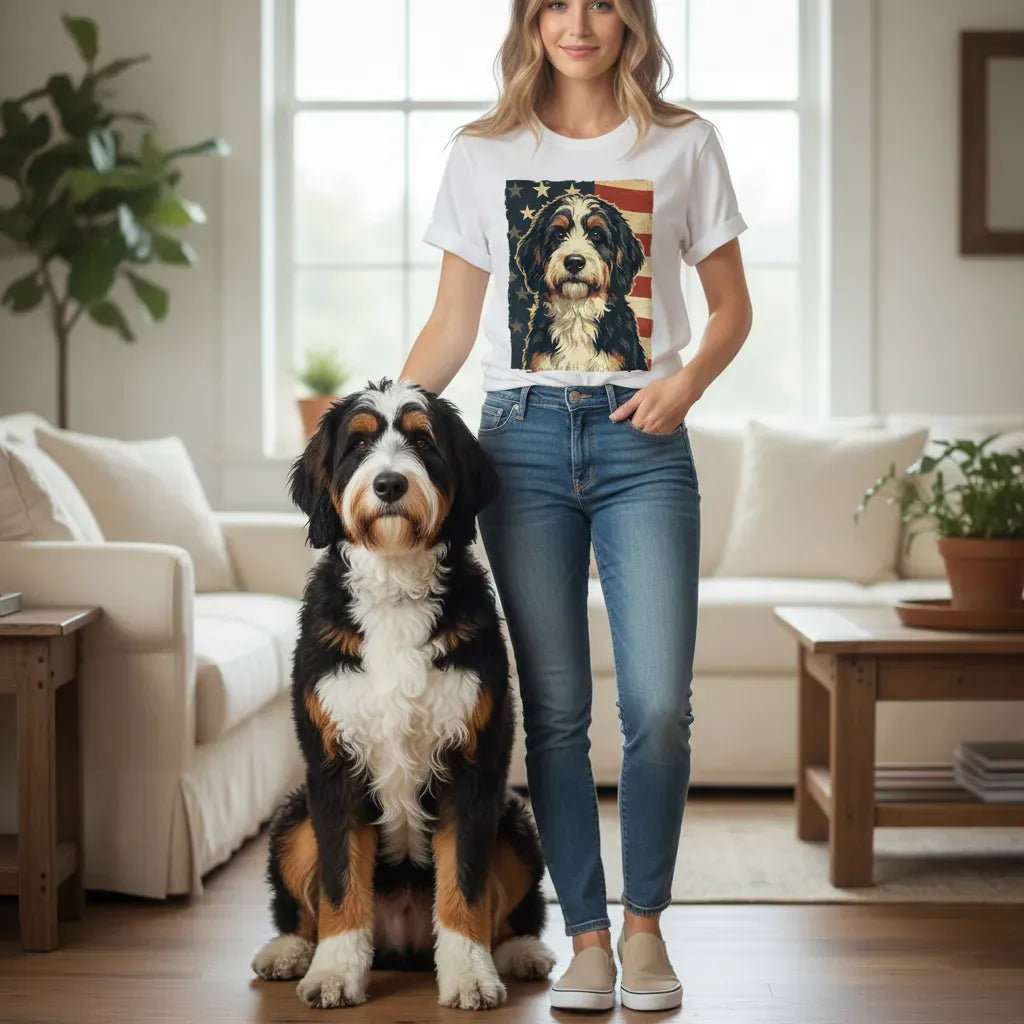 Patriotic Bernedoodle T-Shirt in by Puppy Jo