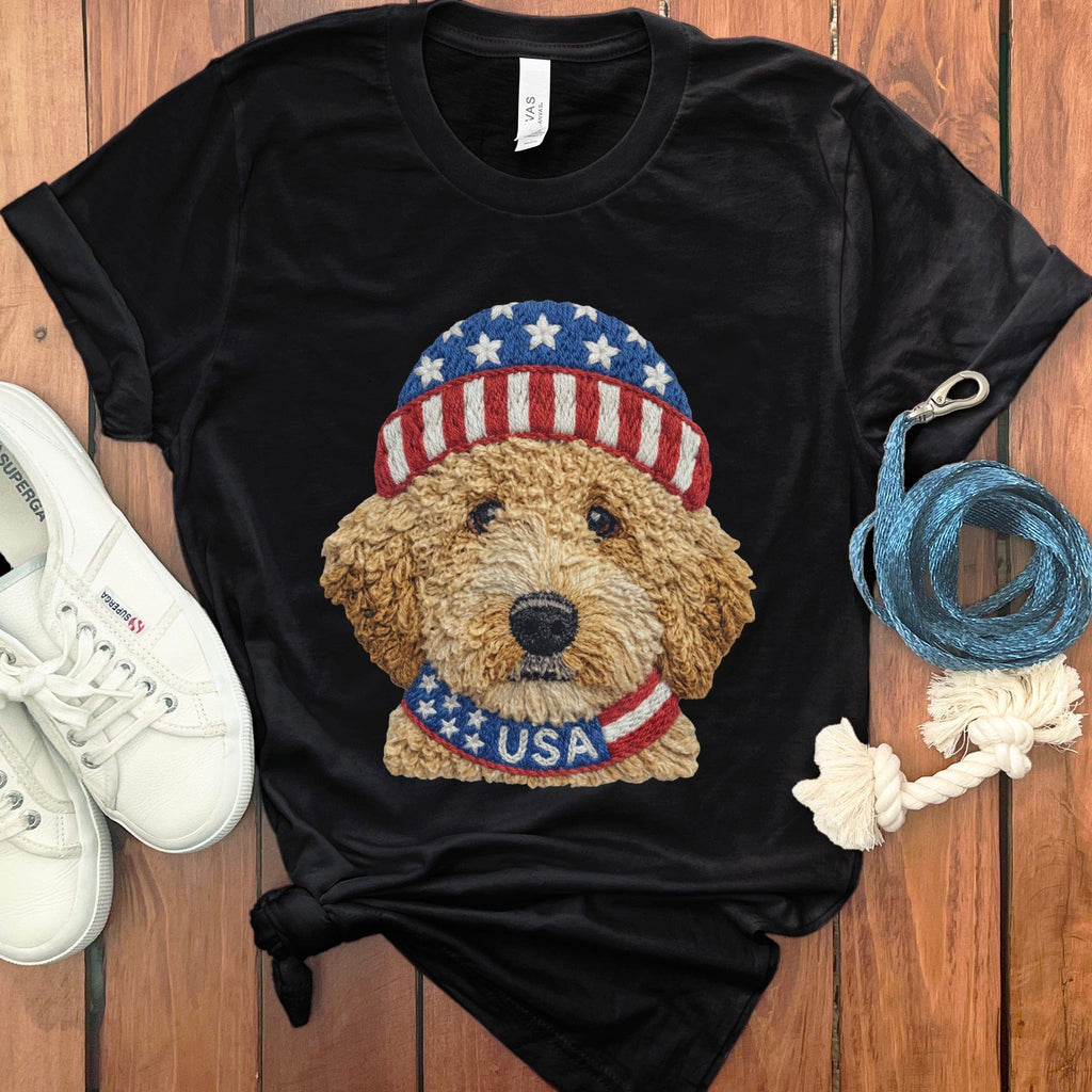 Patriotic Cavapoo T-Shirt in Black / S by Puppy Jo