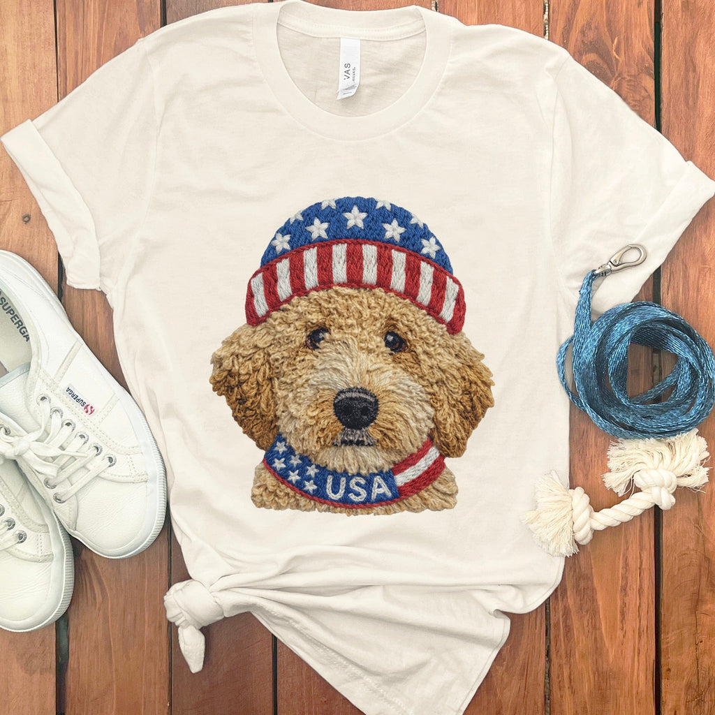 Patriotic Cavapoo T-Shirt in Natural / S by Puppy Jo