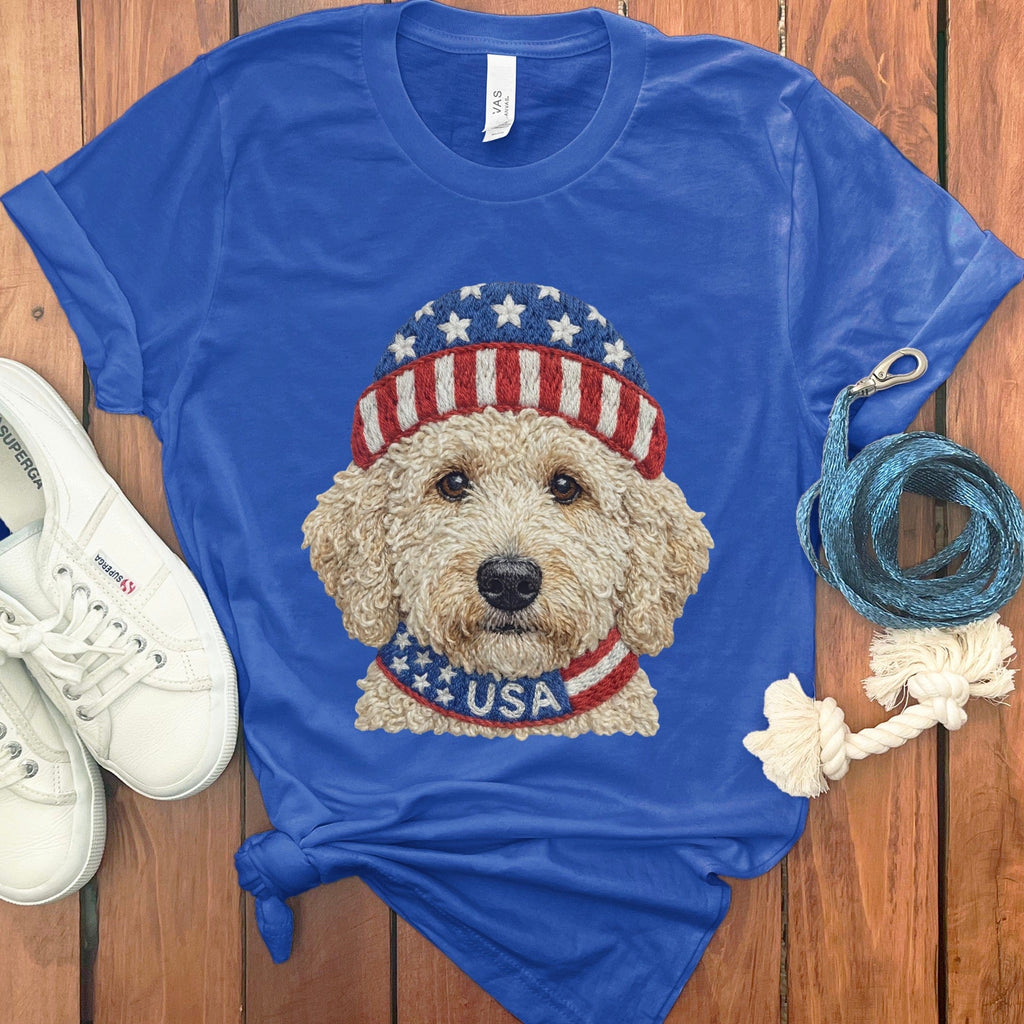 Patriotic Cream Doodle T-Shirt in True Royal / S by Puppy Jo