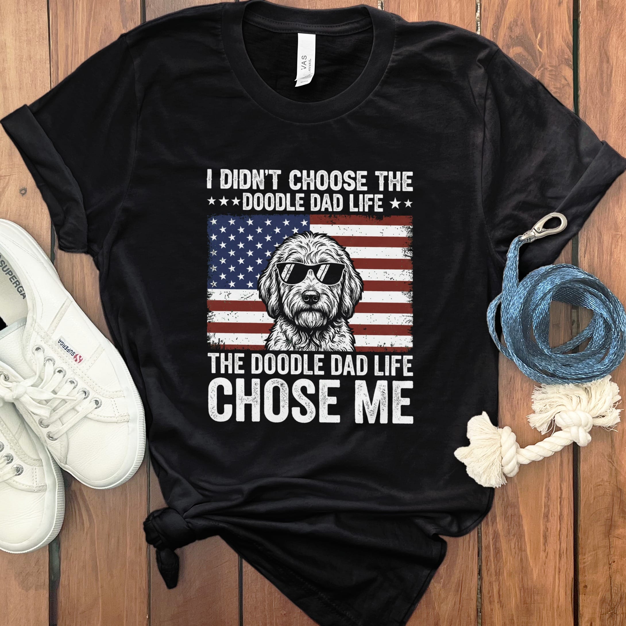 Patriotic Doodle Dad Life in Black / M by Puppy Jo