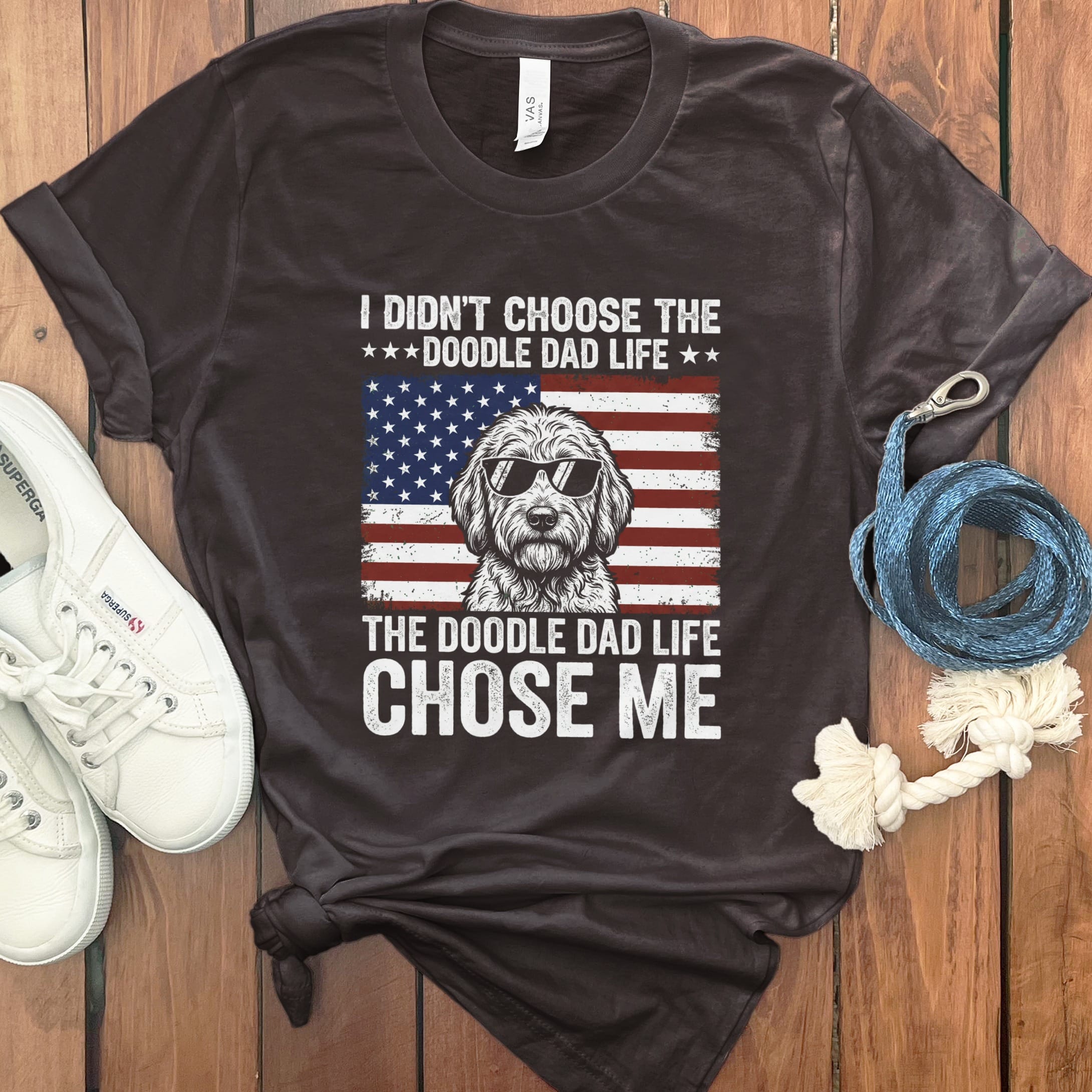Patriotic Doodle Dad Life in Brown / M by Puppy Jo