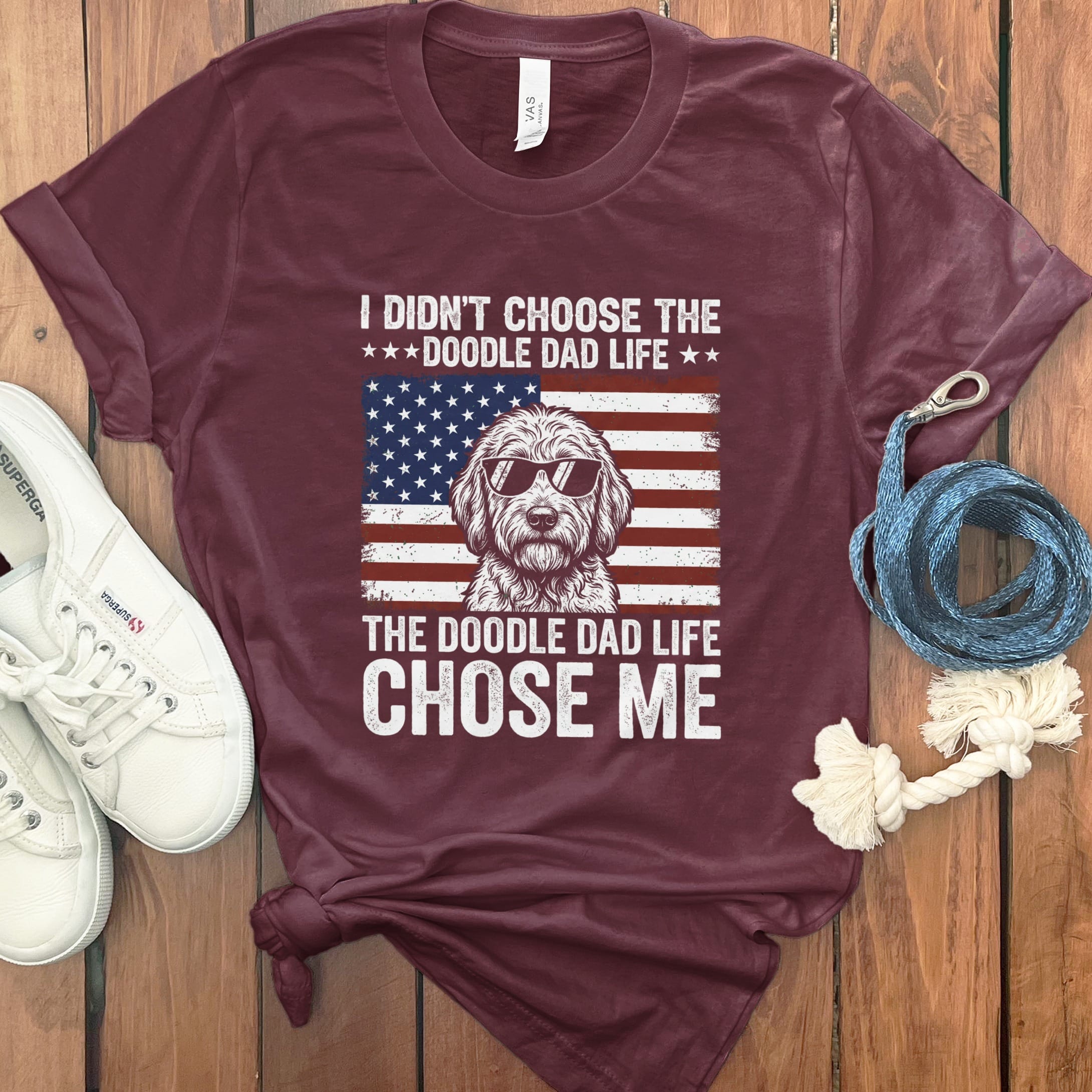 Patriotic Doodle Dad Life in Maroon / M by Puppy Jo