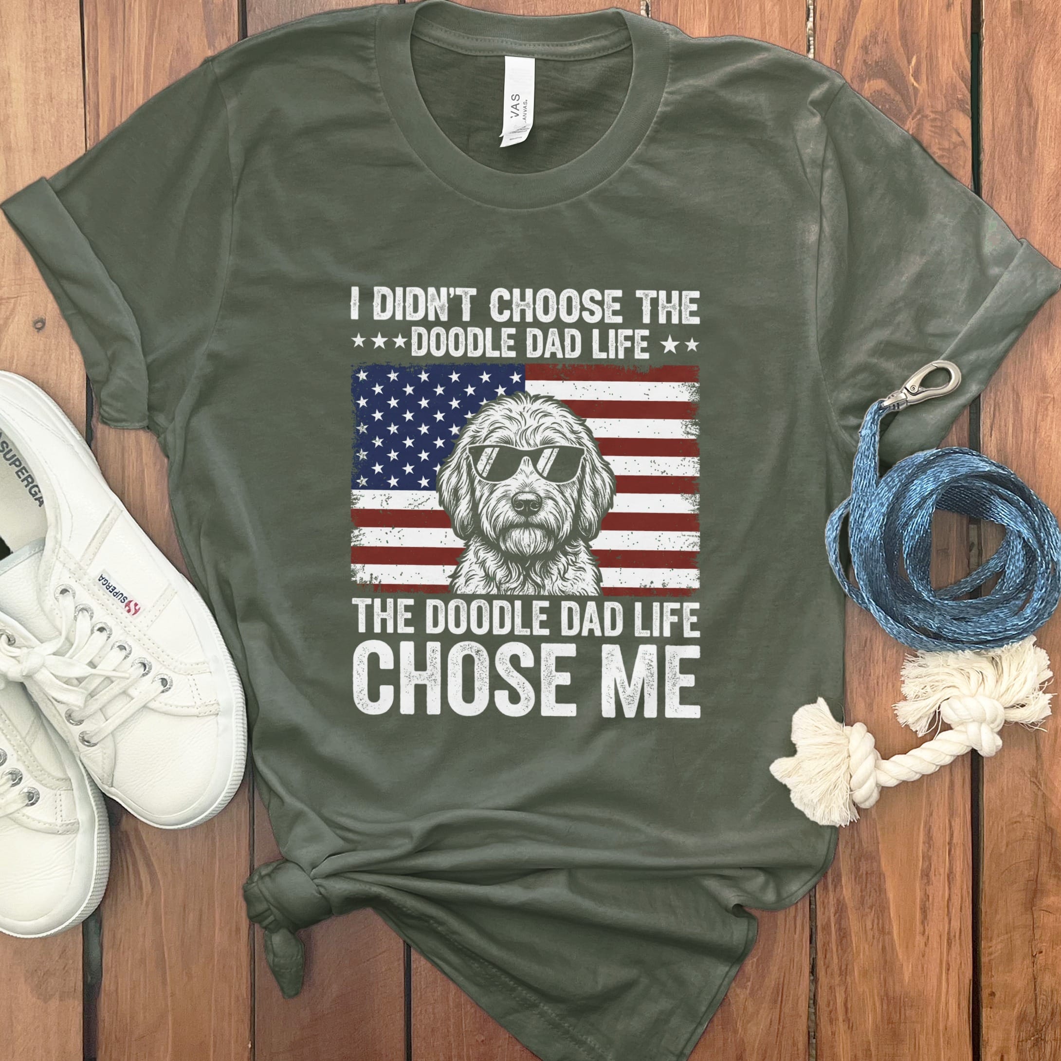 Patriotic Doodle Dad Life in Military Green / M by Puppy Jo