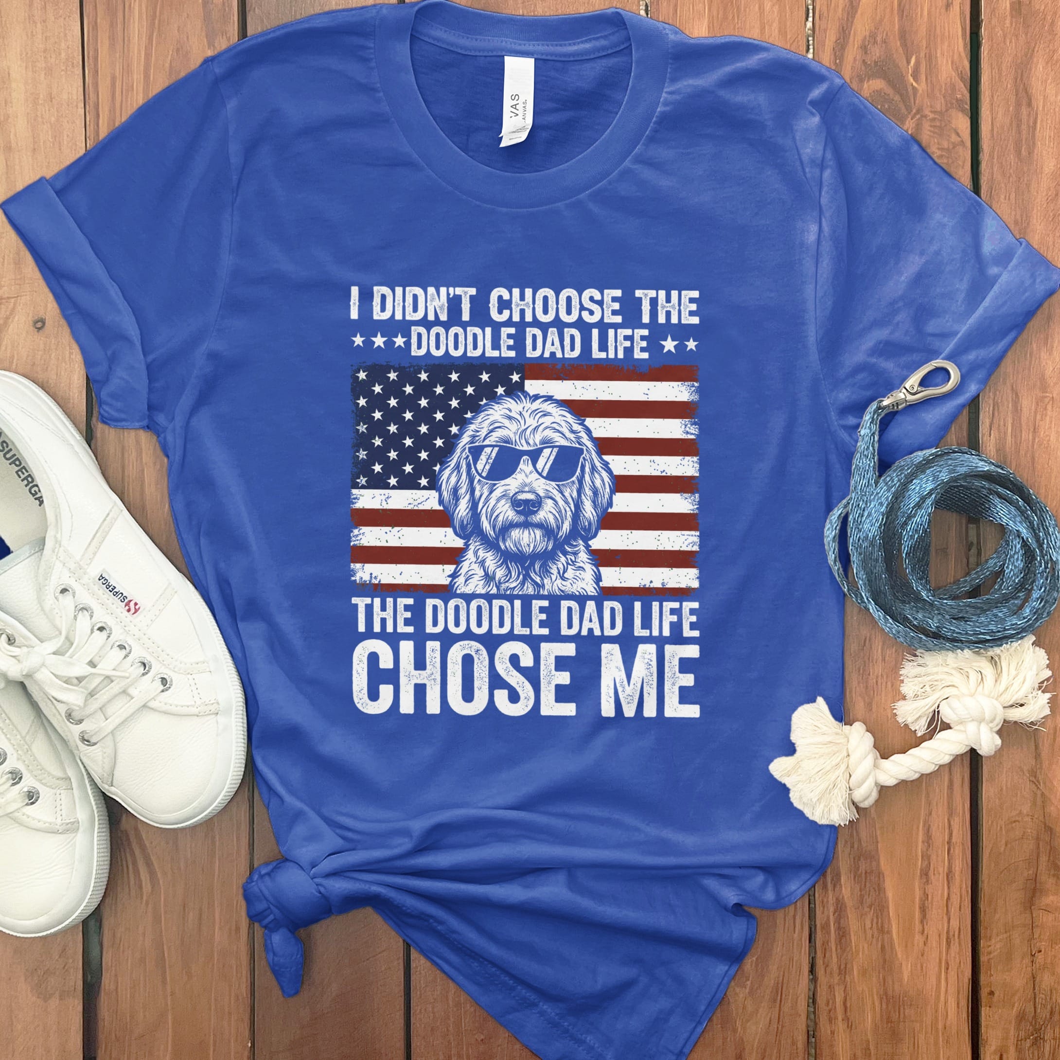 Patriotic Doodle Dad Life in True Royal / M by Puppy Jo
