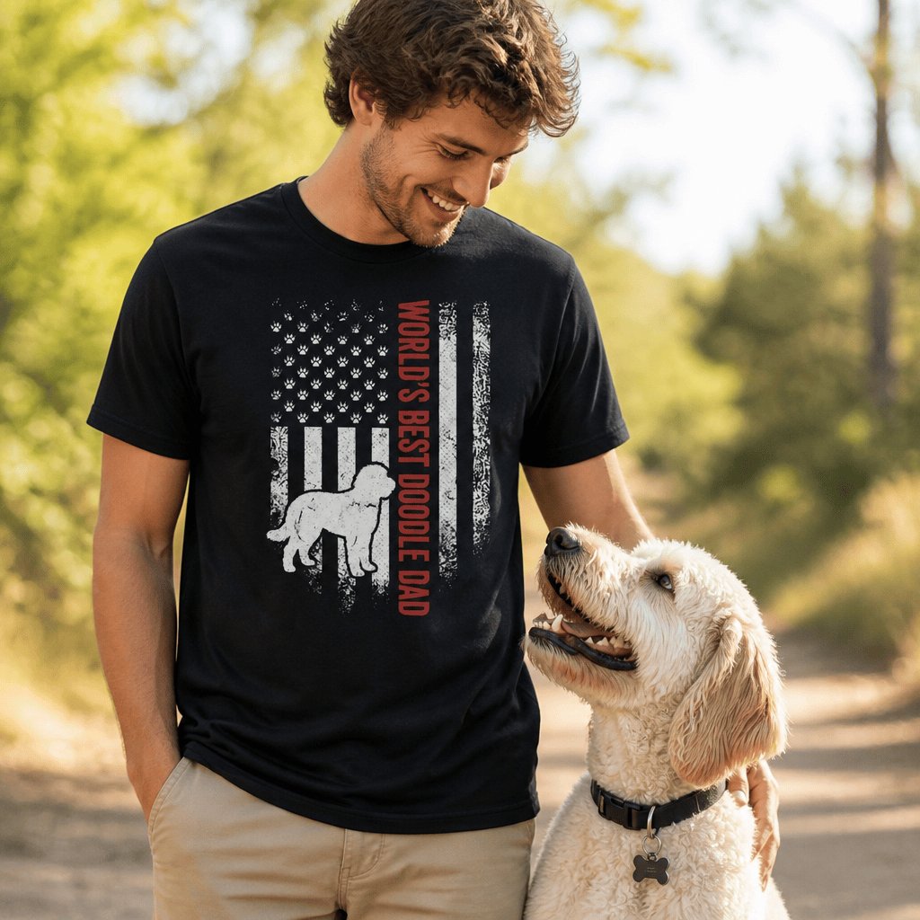 Patriotic Doodle Dad  Retro T-Shirt in by Puppy Jo