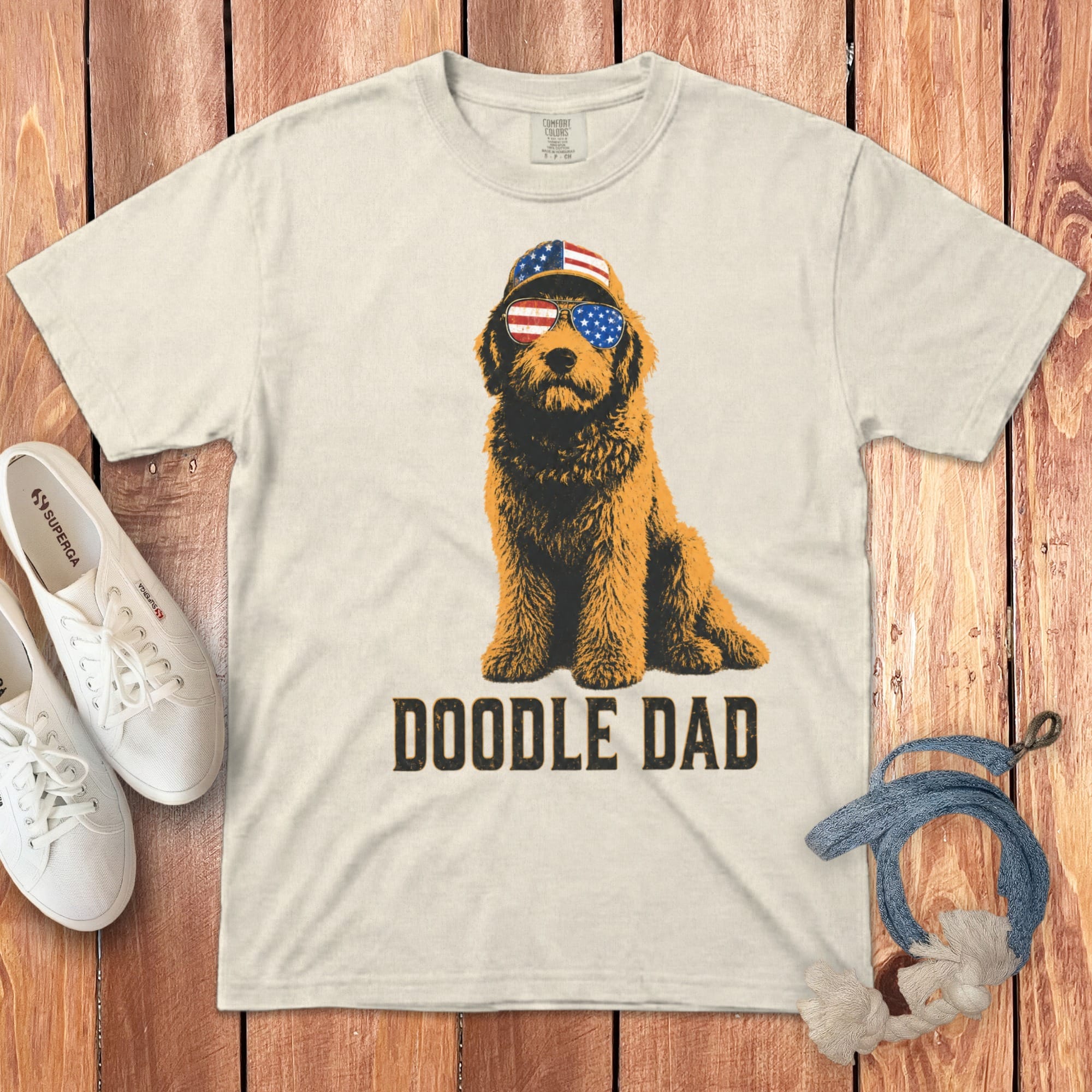 Patriotic Doodle Dad Signature T-Shirt in Ivory / M by Puppy Jo