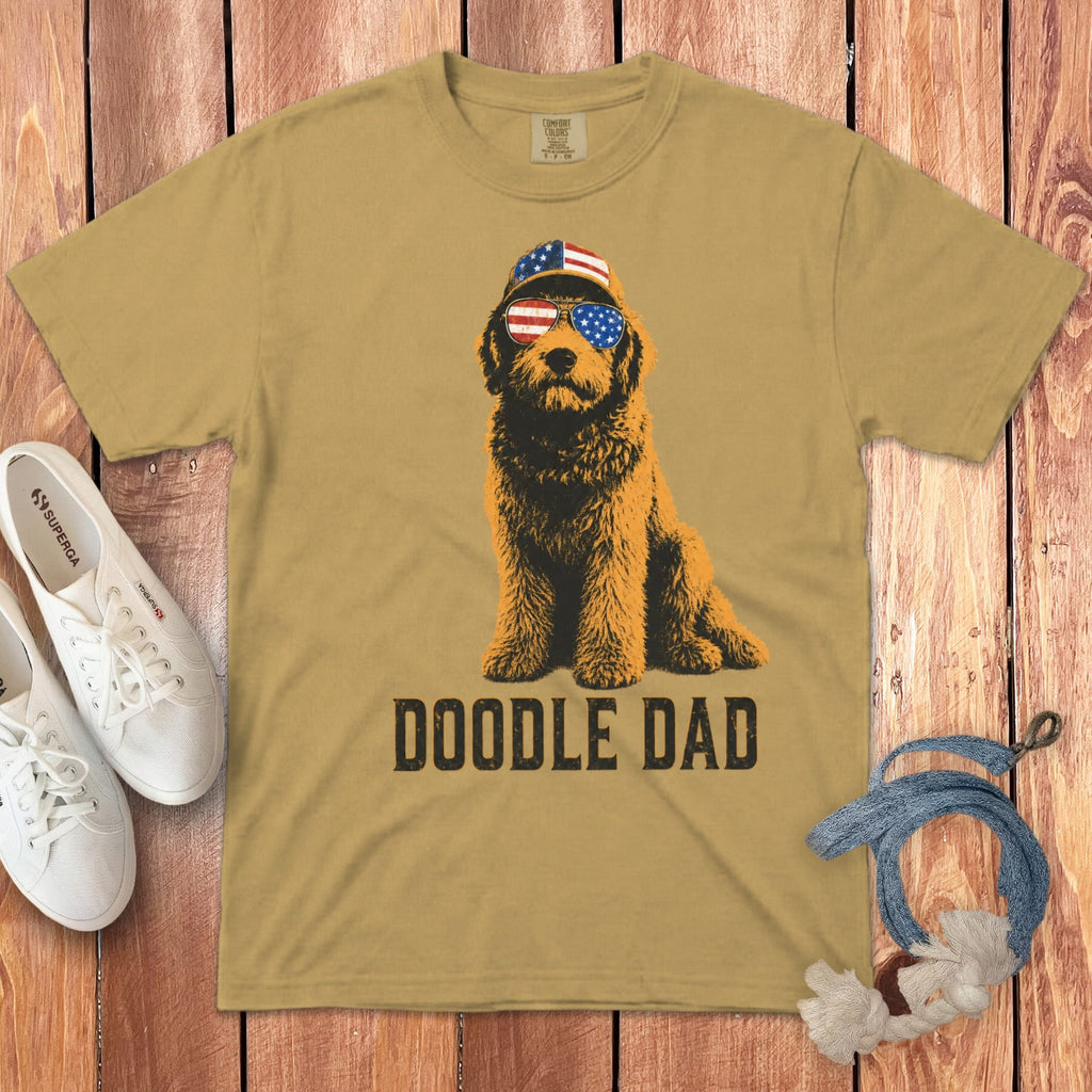 Patriotic Doodle Dad Signature T-Shirt in Mustard / M by Puppy Jo