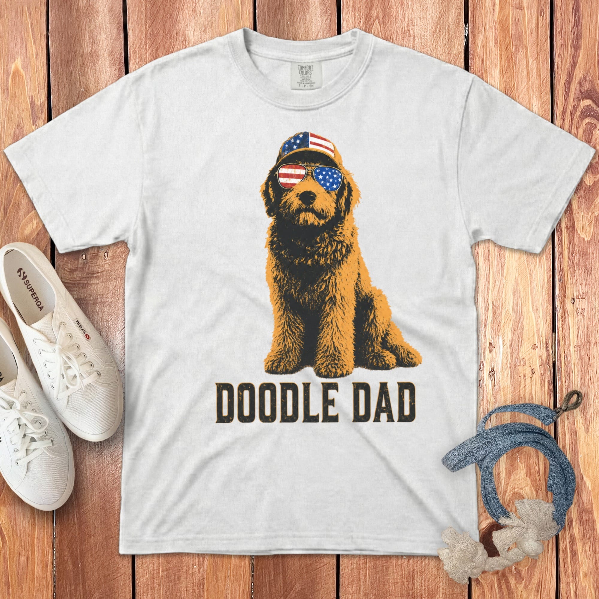 Patriotic Doodle Dad Signature T-Shirt in White / M by Puppy Jo