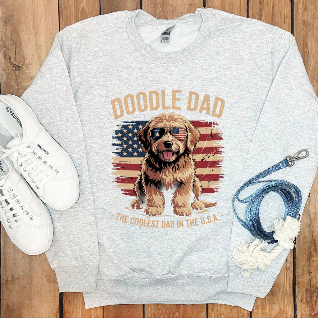 Patriotic Doodle Dad Sweatshirt in Ash / S by Puppy Jo