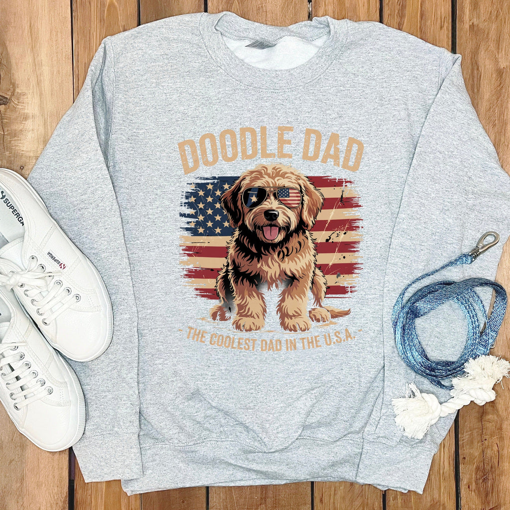 Patriotic Doodle Dad Sweatshirt in Sport Grey / S by Puppy Jo