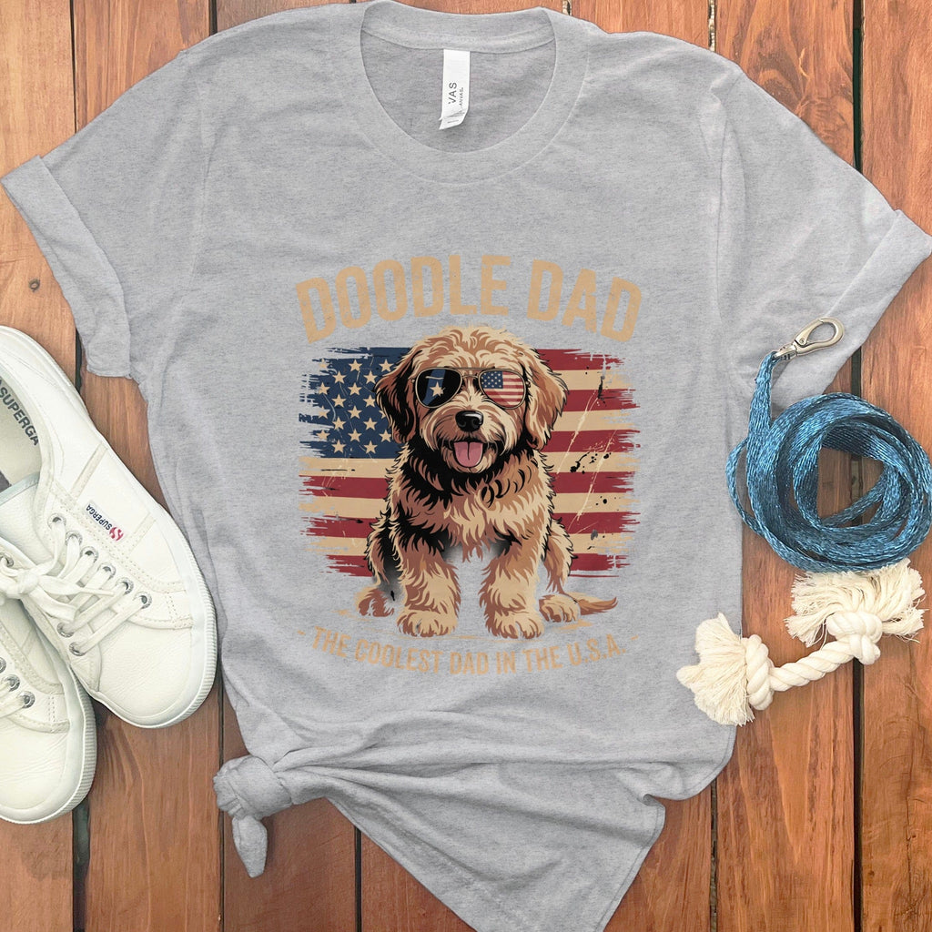 Patriotic Doodle Dad T-Shirt in Athletic Heather / S by Puppy Jo