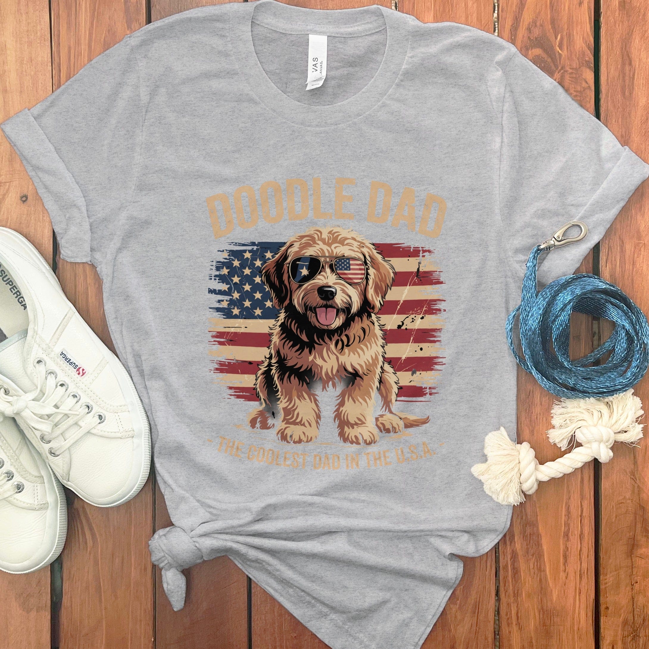 Patriotic Doodle Dad T-Shirt in Athletic Heather / S by Puppy Jo