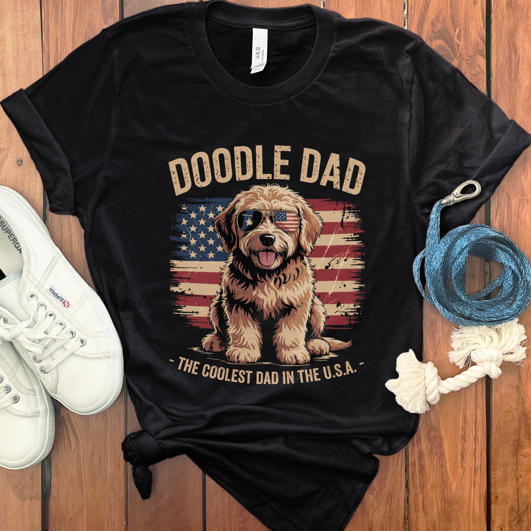 Patriotic Doodle Dad T-Shirt in Black / S by Puppy Jo
