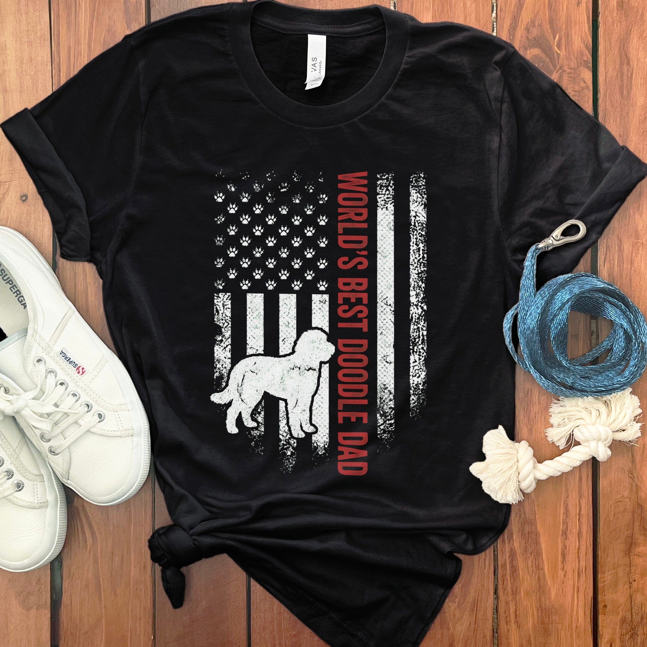 Patriotic Doodle Dad T-Shirt in Black / S by Puppy Jo