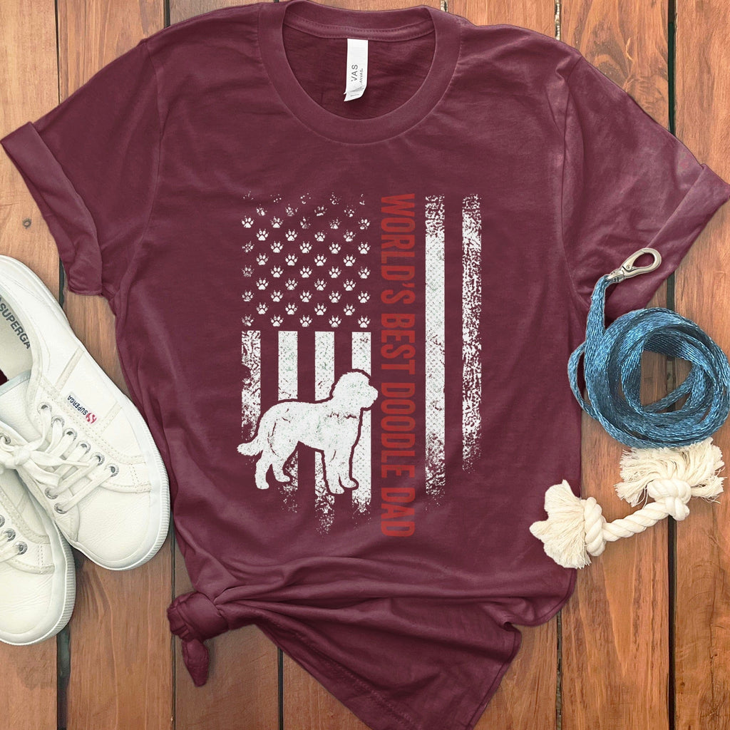 Patriotic Doodle Dad T-Shirt in Maroon / S by Puppy Jo
