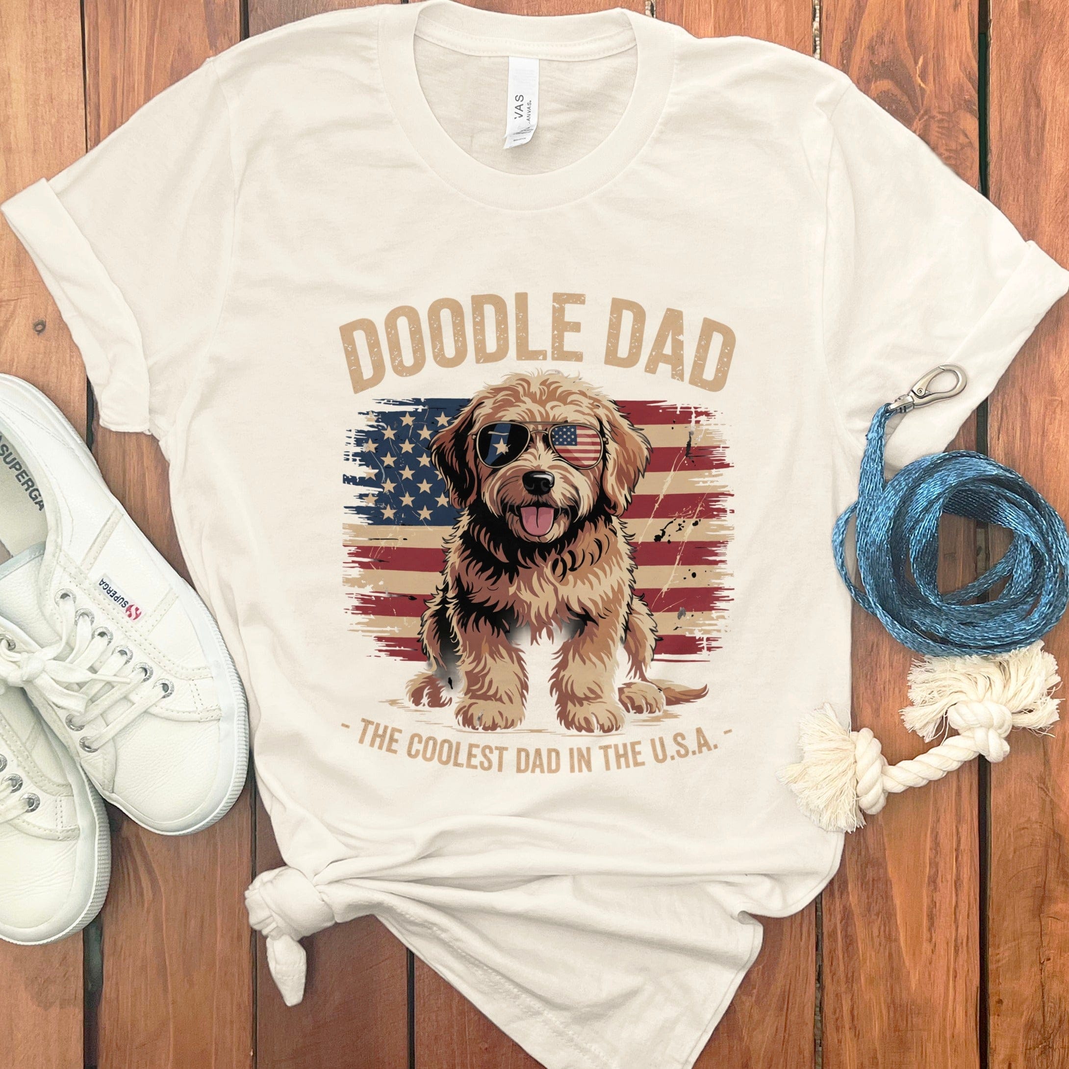 Patriotic Doodle Dad T-Shirt in Natural / S by Puppy Jo