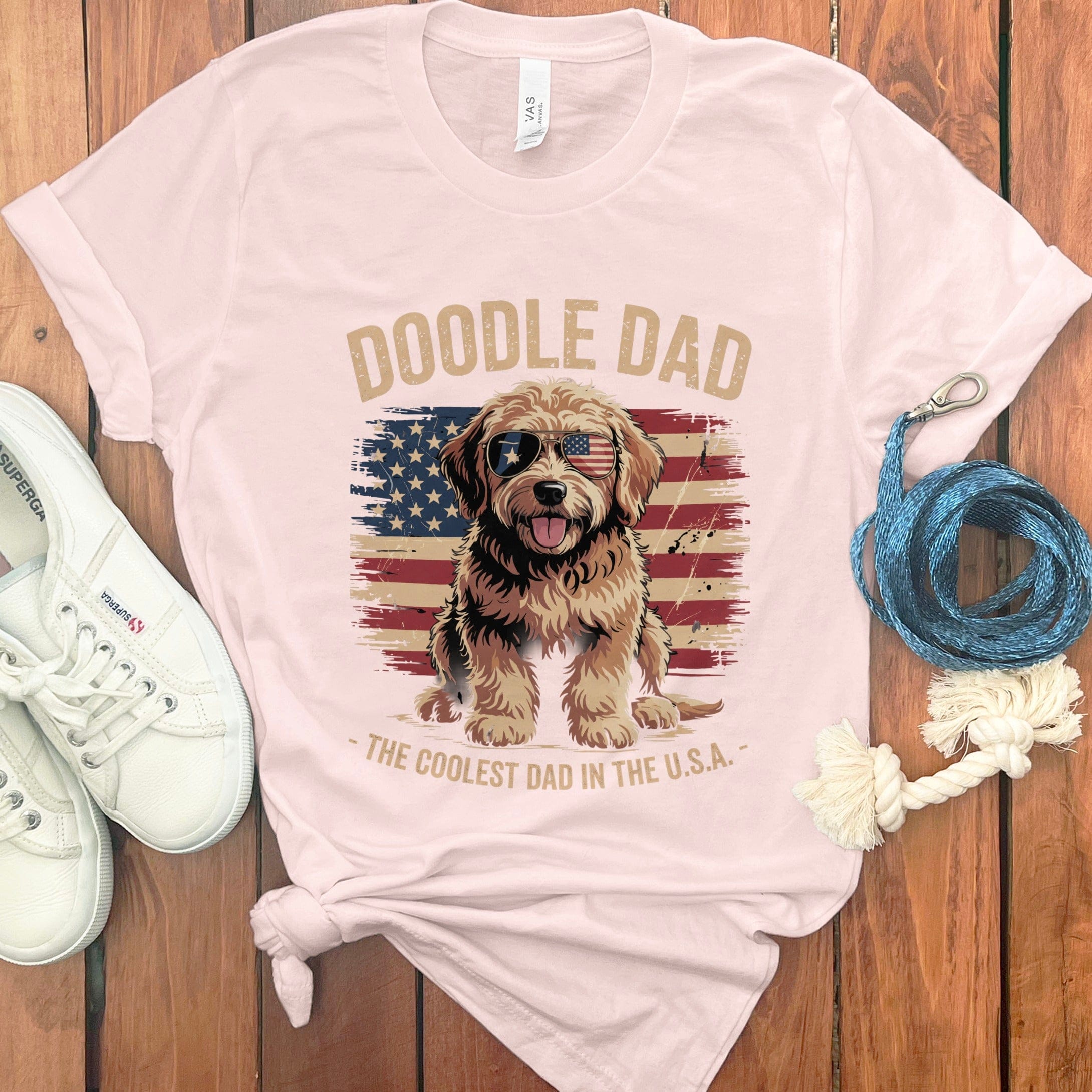 Patriotic Doodle Dad T-Shirt in Soft Pink / S by Puppy Jo